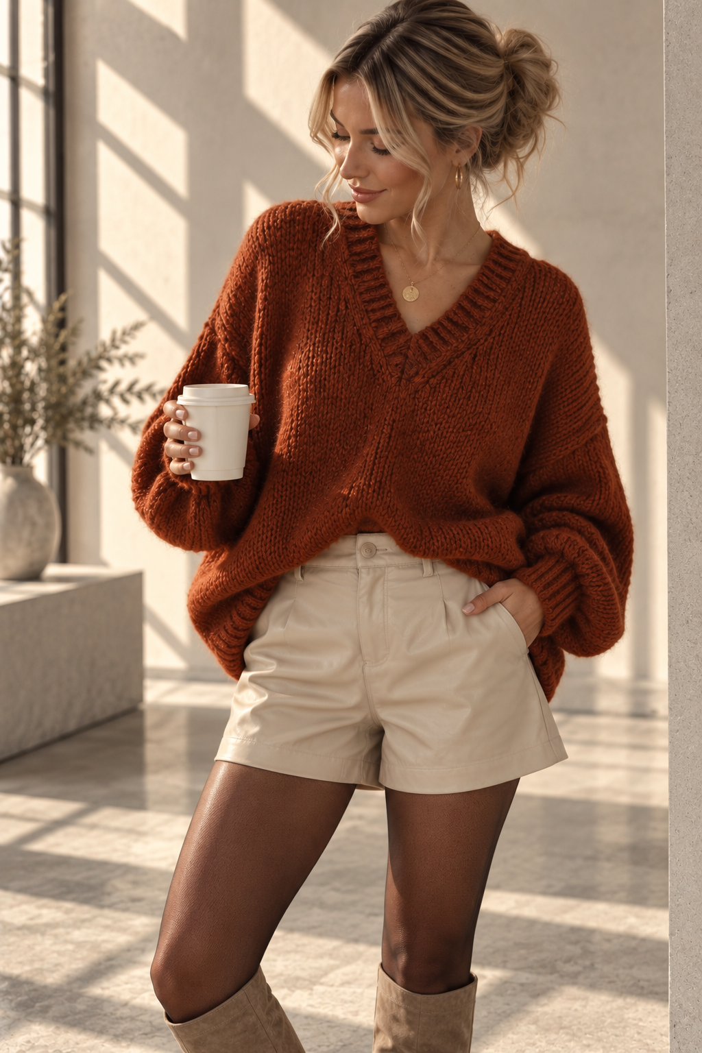 Kuscheliger Strickpullover SP0121 mit V-Ausschnitt – passt bis gute Gr. 42 Made in Italy