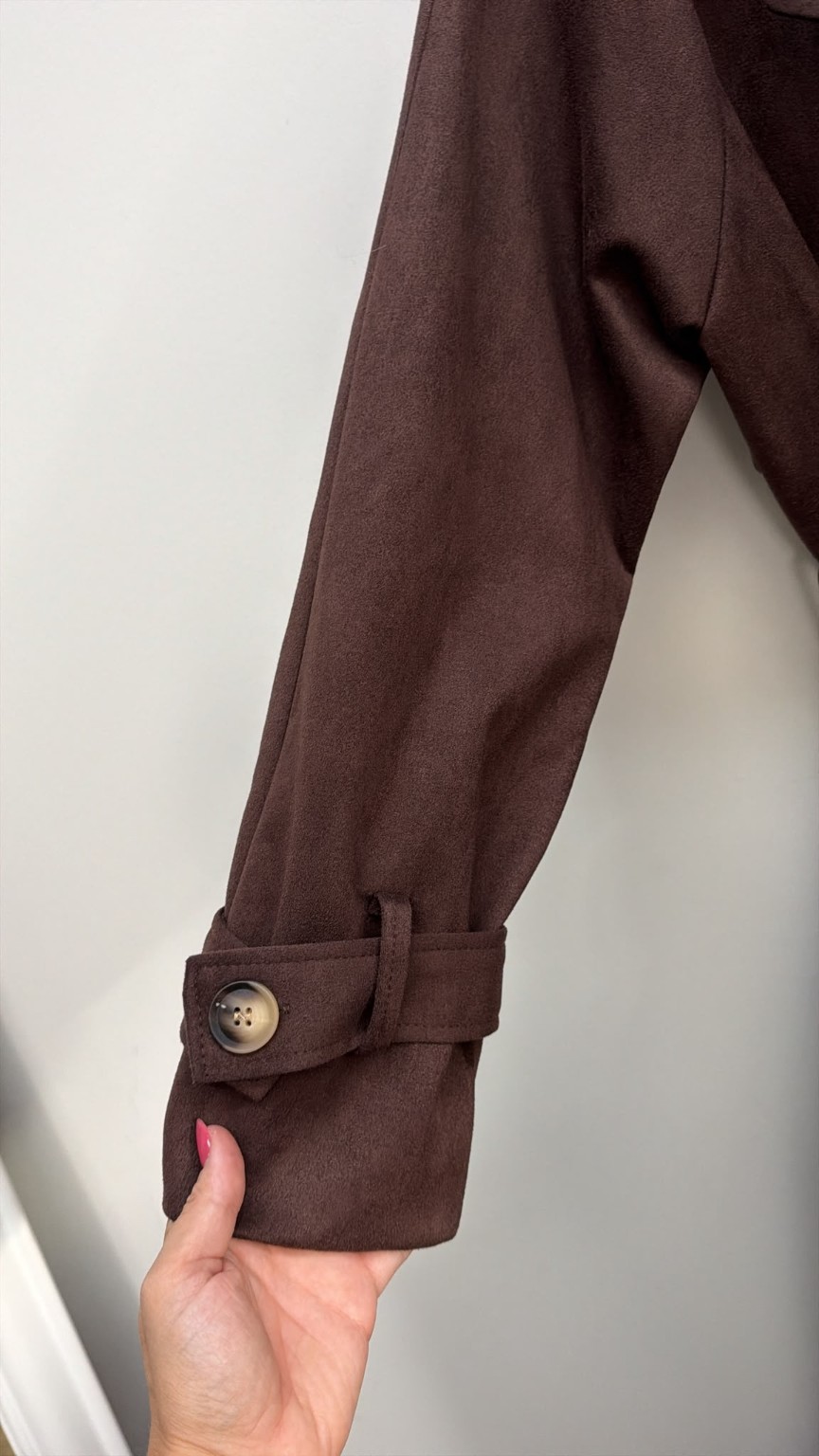 Tansania – Trenchcoat Mantel in Velourleder-Optik mit Leo-Futter | Made in Italy