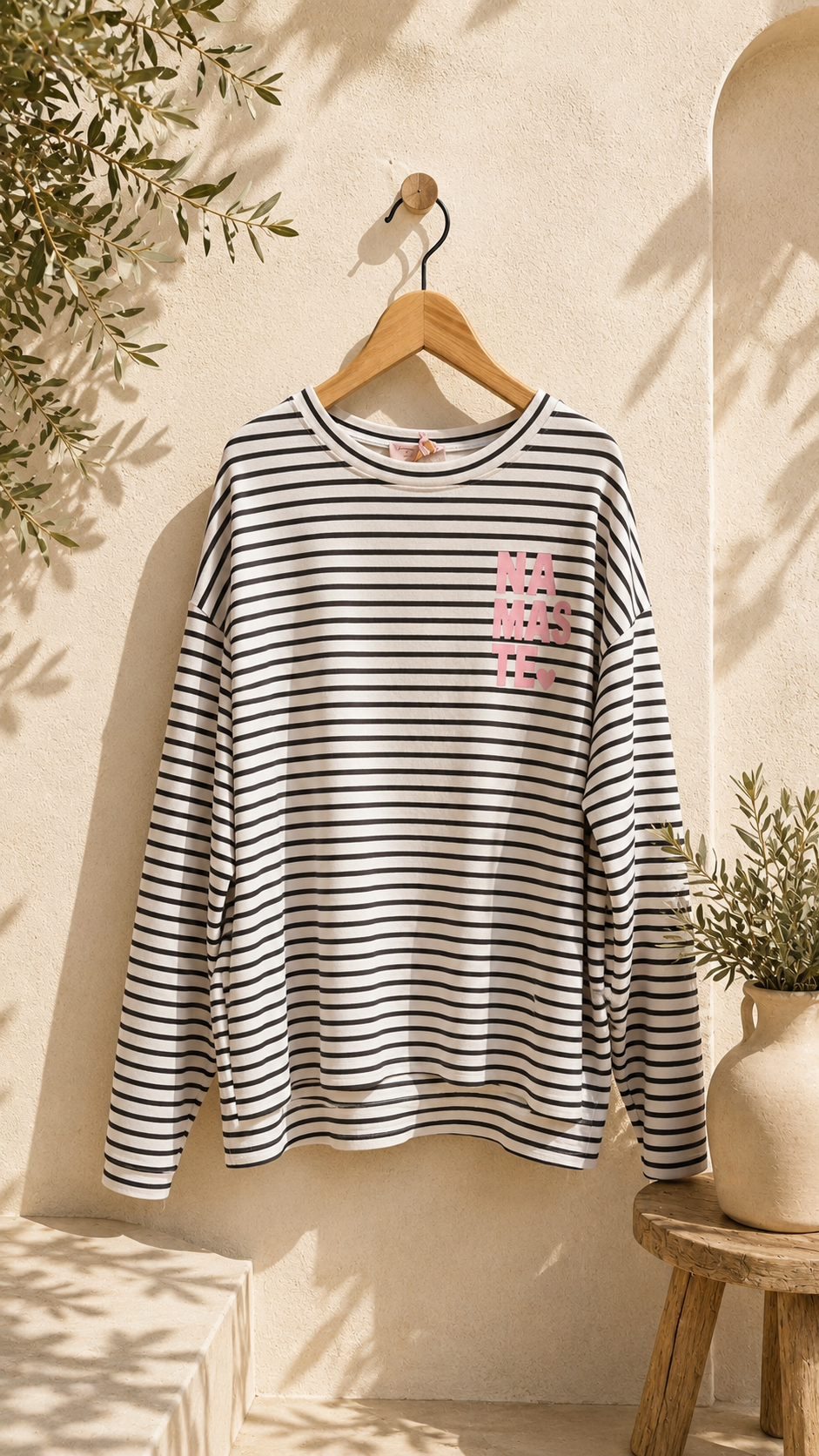 Sweatshirt – Sweater No. SW013 | Streifenlook | Oversize | Made in Italy | passend bis Gr. 42/44