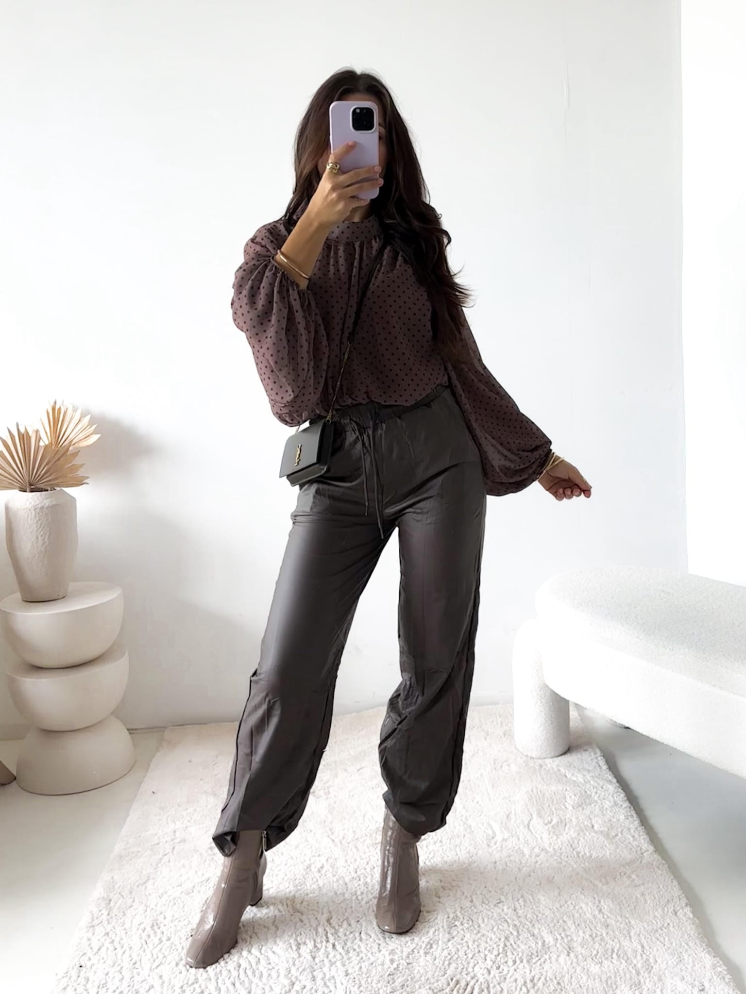 BLUSE MAXIMA mit kleinen Polka Dots 34-42/44 Made in Italy Shirt im Pünktchenmuster / Punkte