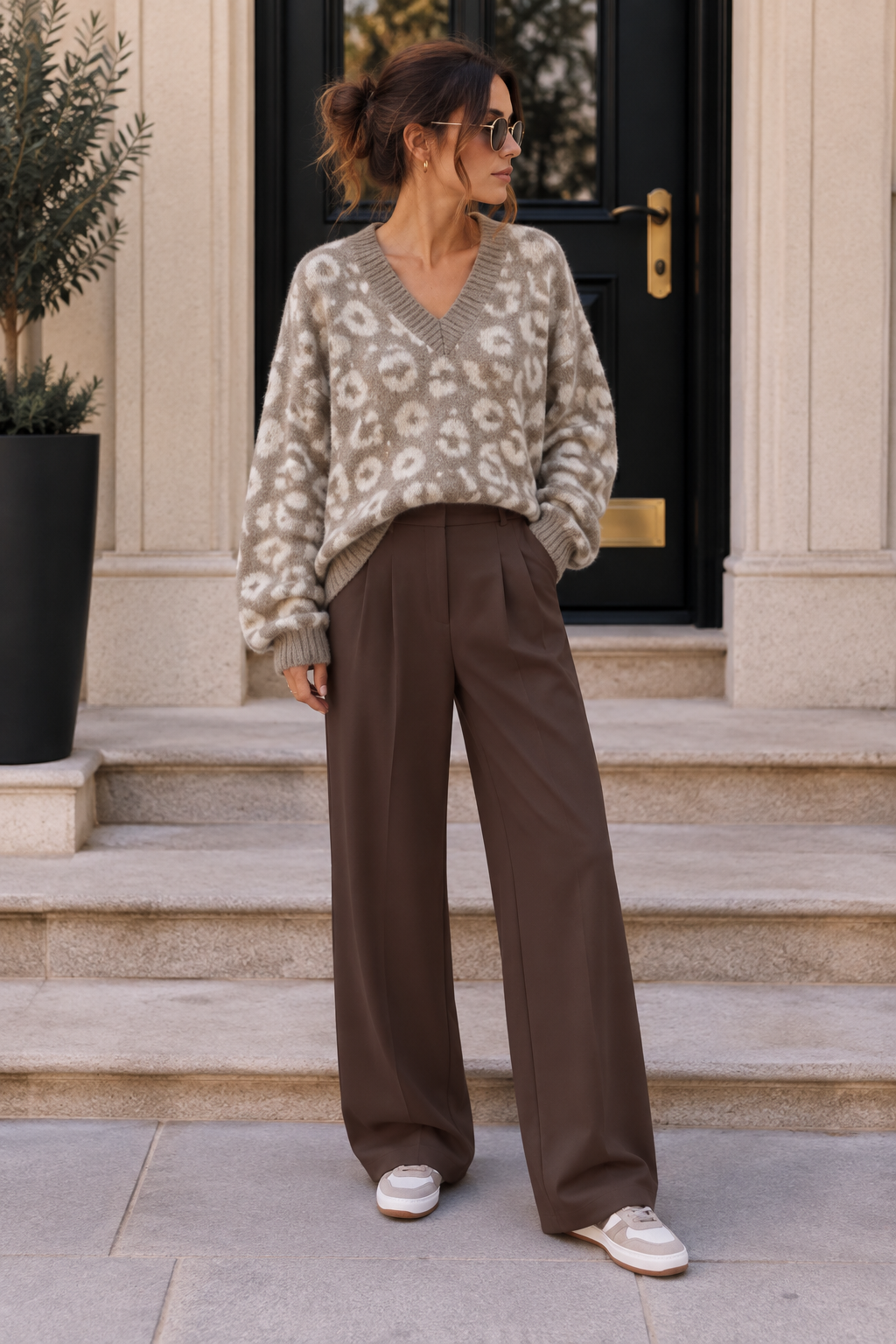 Leo-Pullover mit V-Ausschnitt I P0069 I Made in Italy 34-44/46