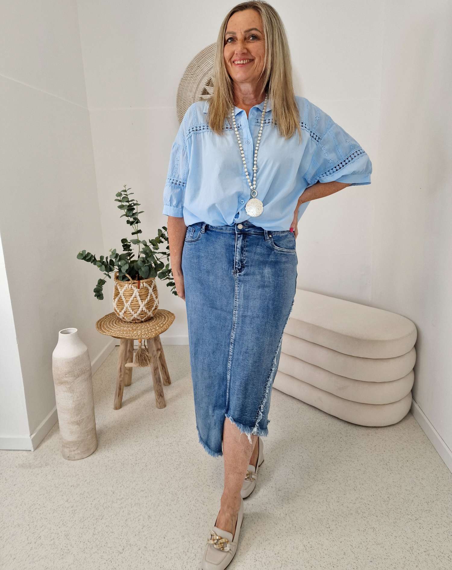 JEANS SKIRT FYNN 34-40 Made in Italy Maxi Rock Damenrock DARK BLUE JEANS SKIRT FYNN 34-40 Made in Italy Maxi Rock Damenrock DARK BLUE
