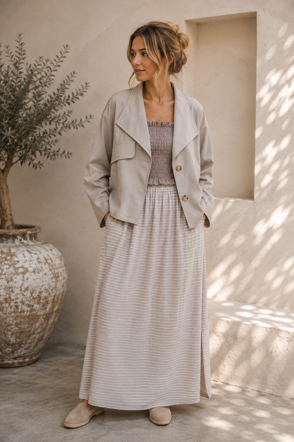 Maxirock Talea – gestreifter Lieblingsrock mit Seitenschlitzen Made in Italy 34-40/42 Skirt