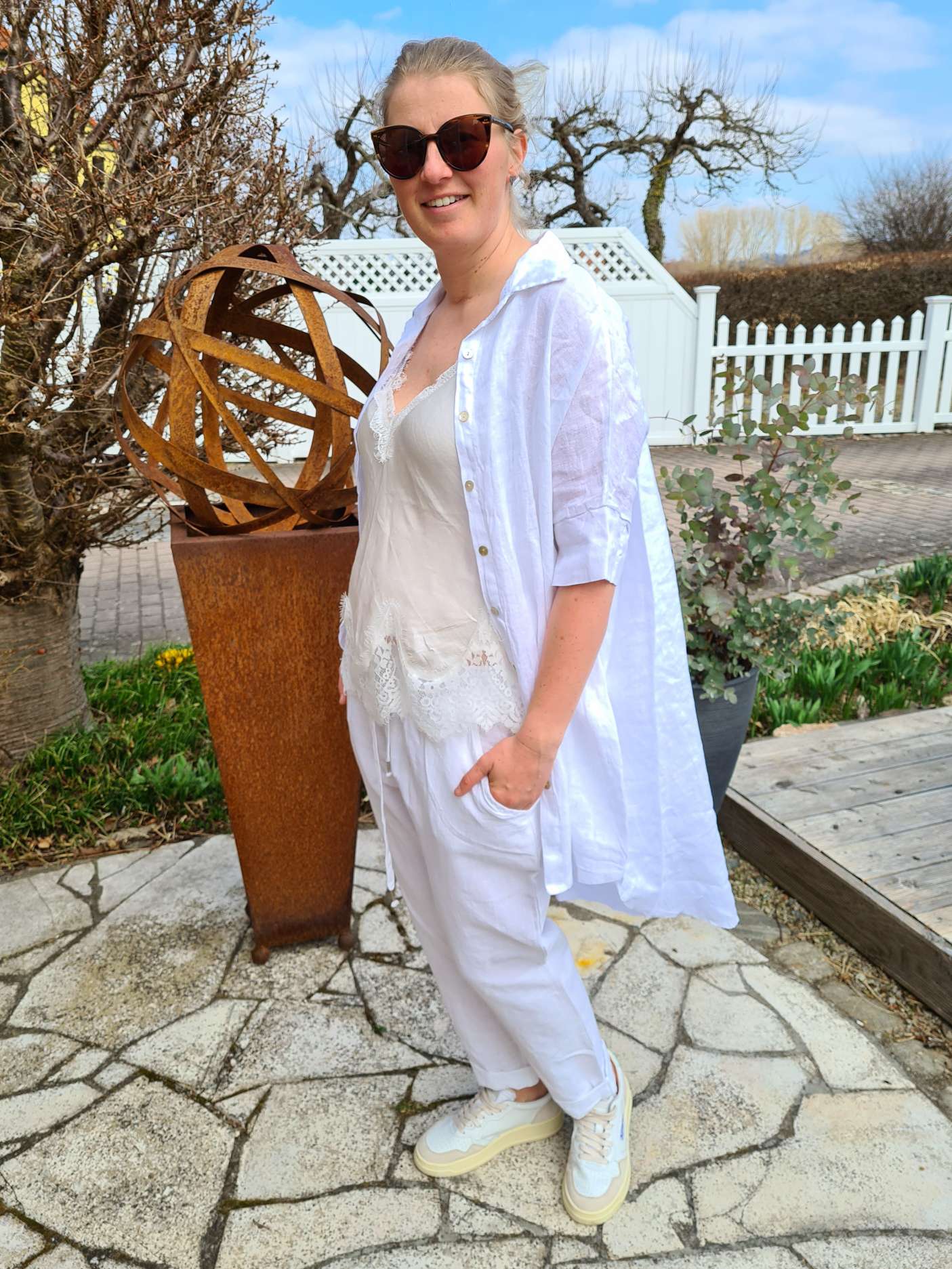 LINEN TUNIKA AREZZO LONG WEISS Leinen Bluse Kleid Made in Italy 34-42 Longbluse LINEN TUNIKA AREZZO LONG WEISS Leinen Bluse Kleid Made in Italy 34-42 Longbluse