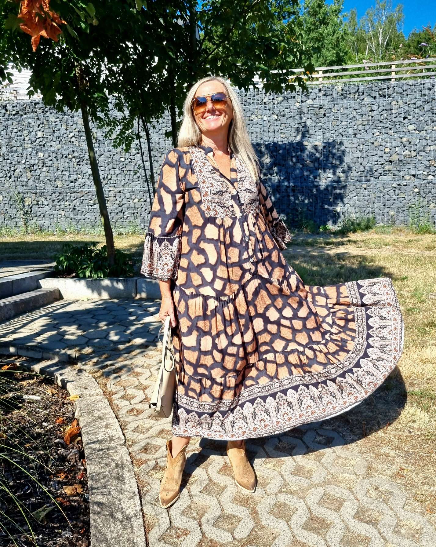 MAXI TUNIKA DRESS PAOLA BLACK 34-42 Made in Italy langes Kleid Hängerchen Tunikakleid Giraffe MAXI TUNIKA DRESS PAOLA BLACK 34-42 Made in Italy langes Kleid Hängerchen Tunikakleid Giraffe