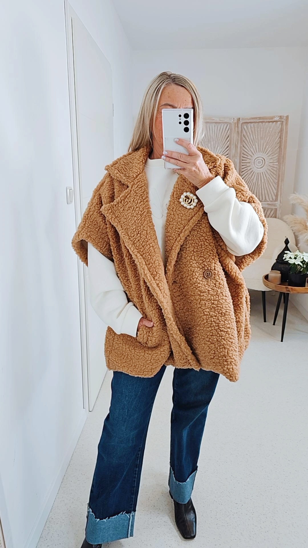 TEDDY WESTE ANNI Made in Italy 34-46/48 Mantel Jacke ärmellos COAT TEDDY WESTE ANNI Made in Italy 34-46/48 Mantel Jacke ärmellos COAT