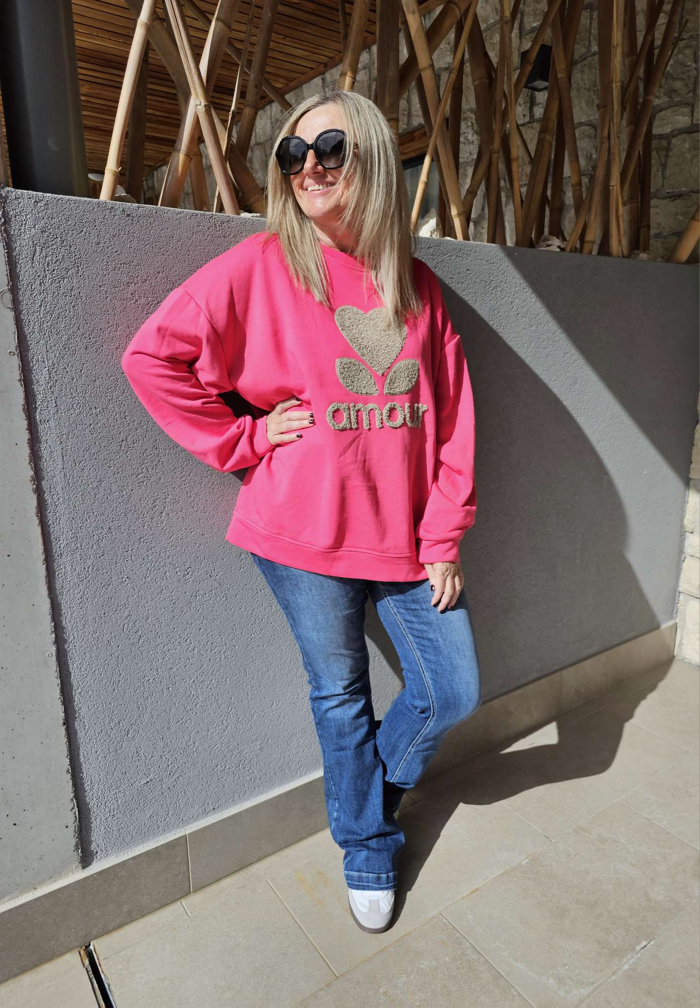 BASIC SWEATER AMOUR geflockt Made in Italy 34 - 42 BASIC SWEATER AMOUR geflockt Made in Italy 34 - 42
