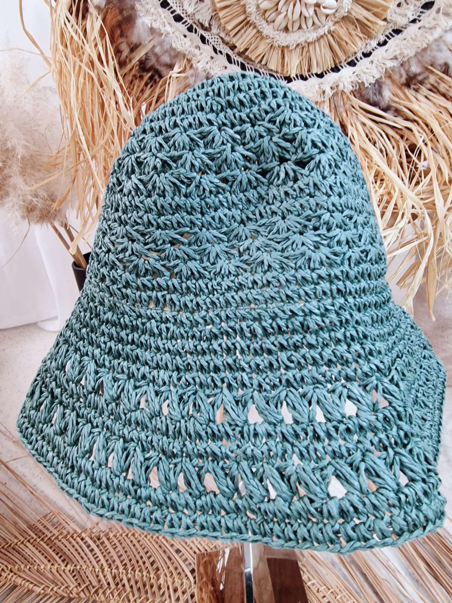 FISHER HAT MANDY PETROL Italy Design Fischerhut Sonnenhut Stroh Hut Sommerhut verstellbar YM0757