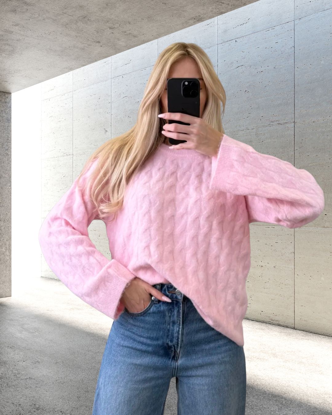 KNIT SWEATER INGRID  Italy Style 34-42 Zopfmuster