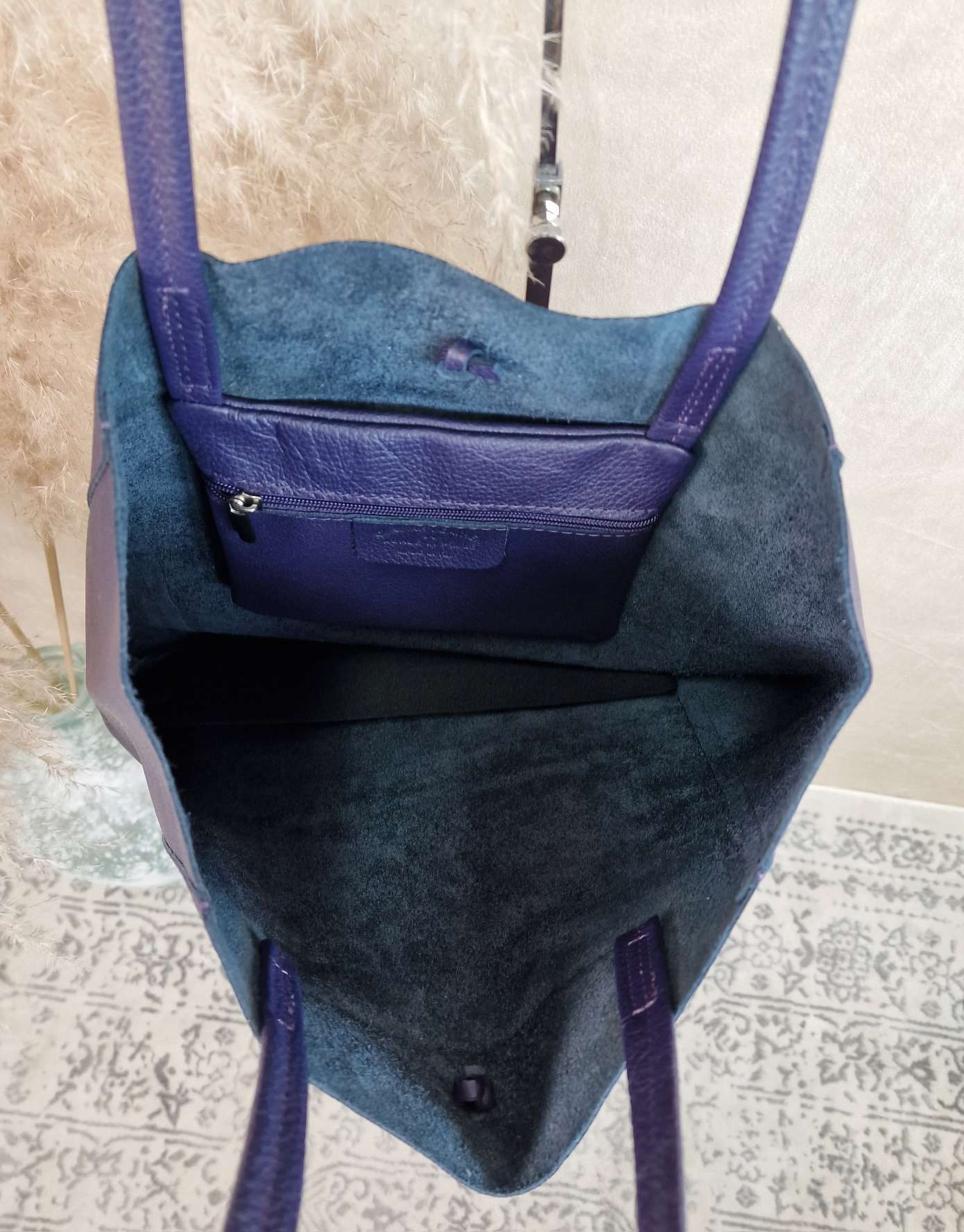 BASIC LEDER SHOPPER MARA AUBERGINE Made in Italy Ledertasche Tasche BASIC LEDER SHOPPER MARA AUBERGINE Made in Italy Ledertasche Tasche