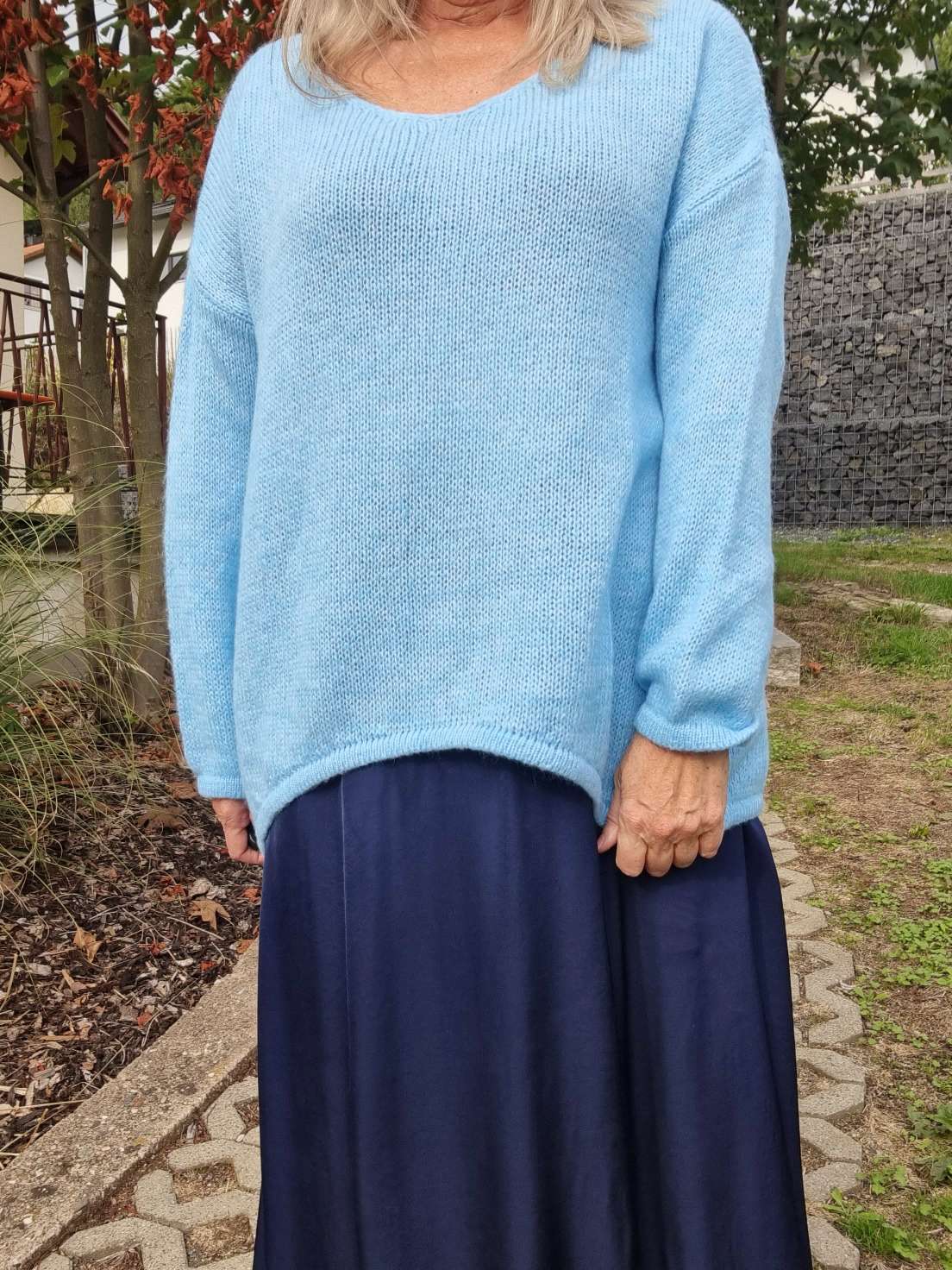 OVERSIZE KNIT SWEATER CARO BLAU edler Strickpullover Pullover 34-42/44 Vokuhila Made in Italy OVERSIZE KNIT SWEATER CARO BLAU edler Strickpullover Pullover 34-42/44 Vokuhila Made in Italy