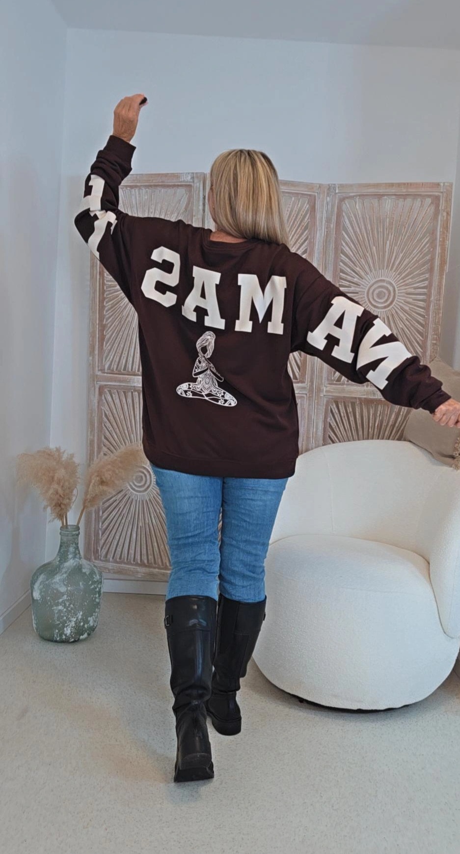 OVERSIZE SWEATER NAMASTE ALL DAMN DAY Made in Italy 34-44