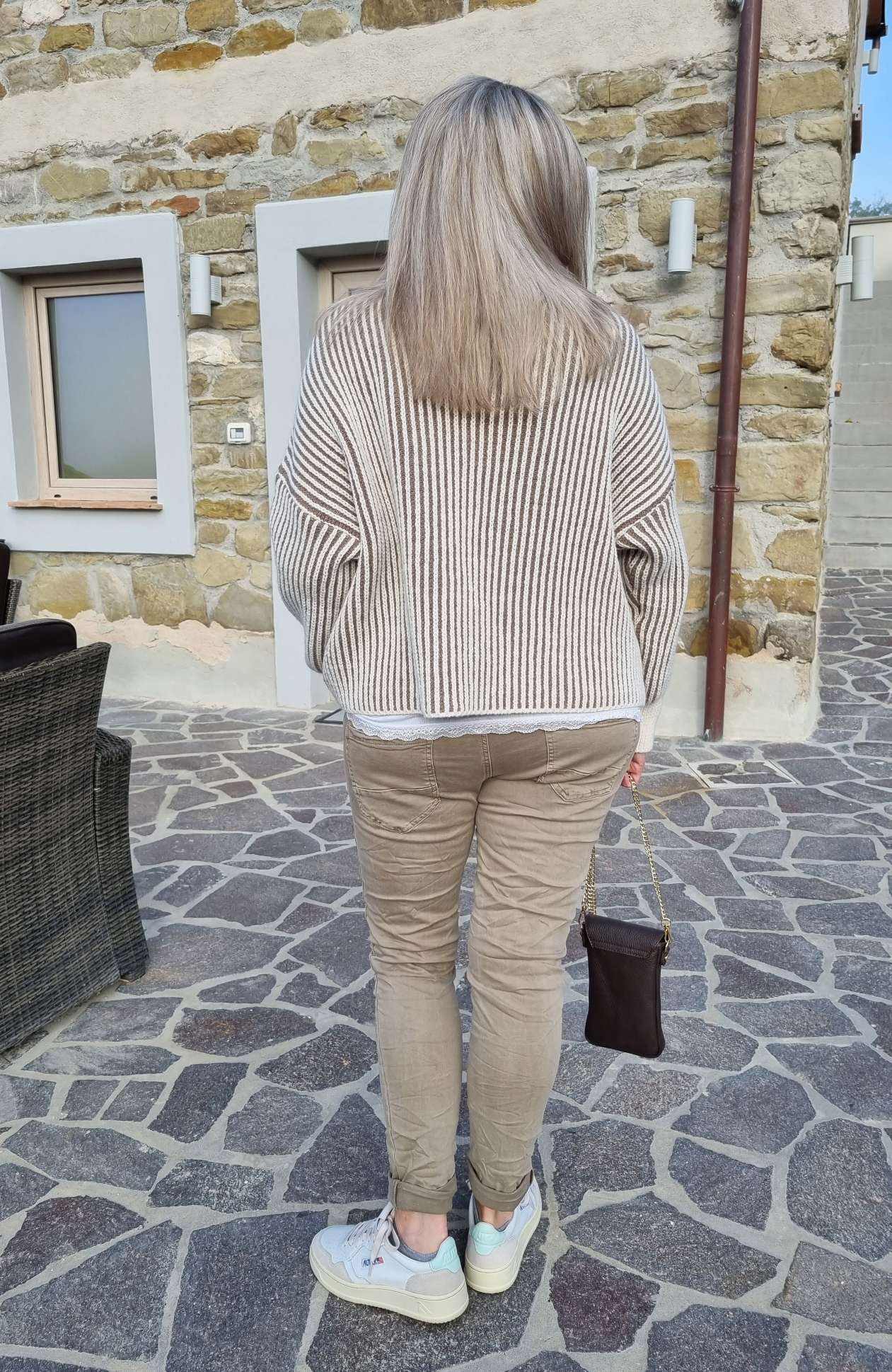 KNIT SWEATER MEGAN STRIPES BRAUN Strickpullover Pullover 34-40/42 Made in Italy versch. Farben KNIT SWEATER MEGAN STRIPES BRAUN Strickpullover Pullover 34-40/42 Made in Italy versch. Farben