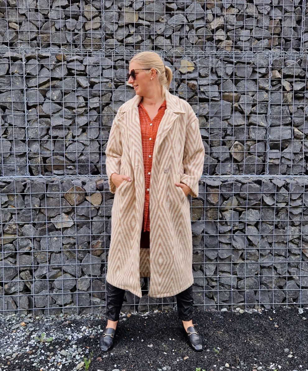 WOLL MANTEL MERLE STRIPES BEIGE 36-42 Made in Italy Winter Jacke Fleece Mantel COAT WOLL MANTEL MERLE STRIPES BEIGE 36-42 Made in Italy Winter Jacke Fleece Mantel COAT