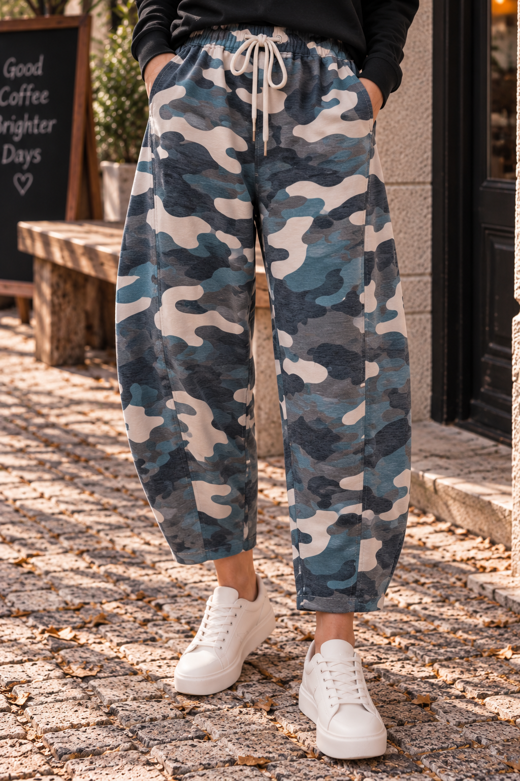 Ballon-Jogpant Amaris CAMOULFAGE HO0124 – lässige Basic Pants für jeden Tag Made in Italy 34-42/44