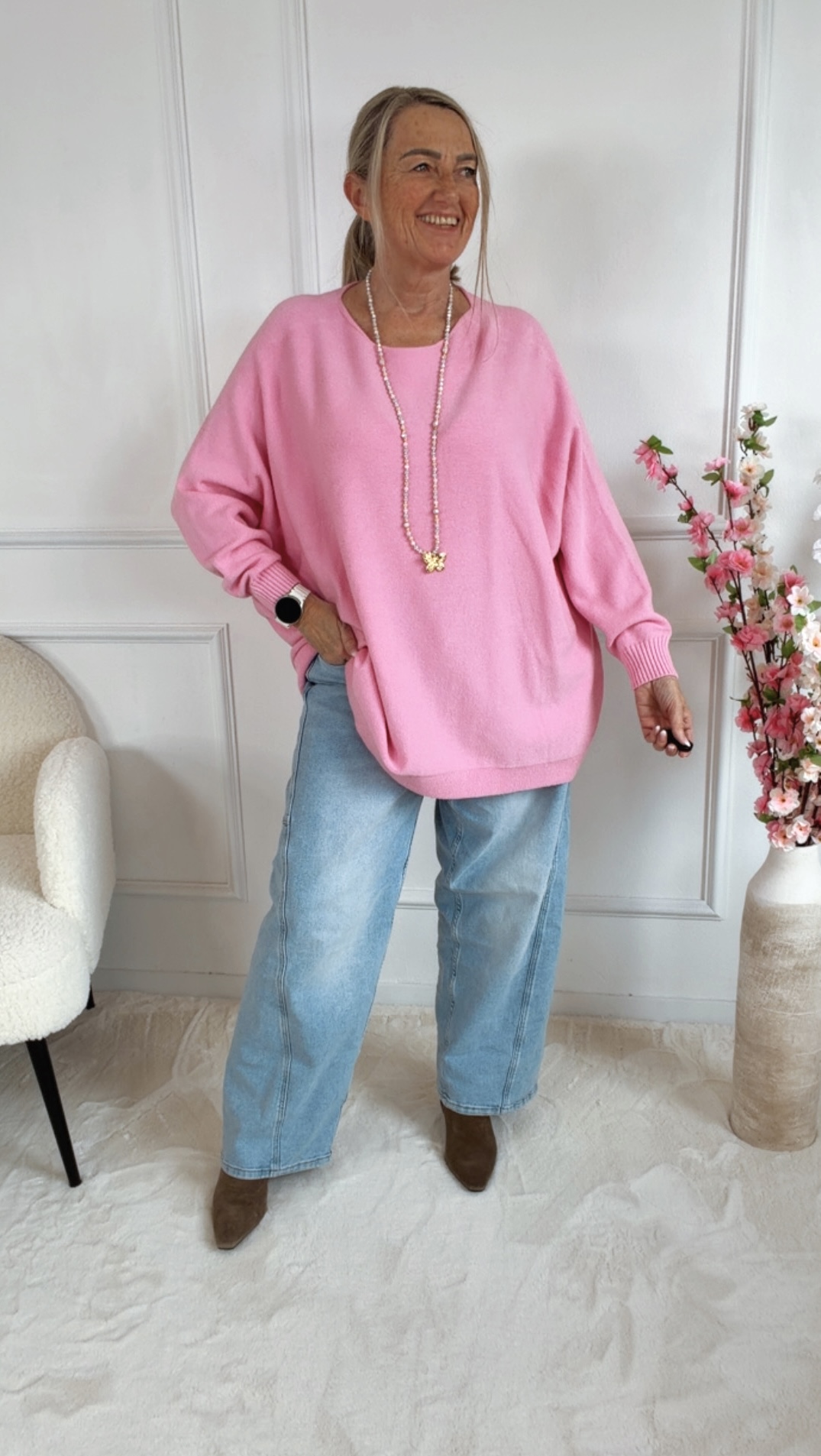 MAXI-PULLOVER LEVI unifarben 34-44/46 Made in Italy Viskose