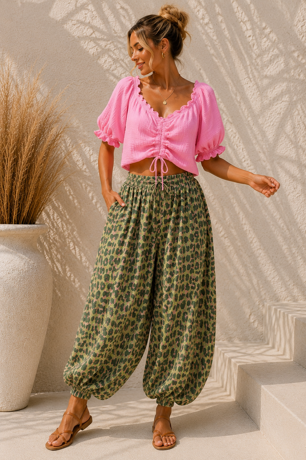 Bluse Cropped Musselin Savanna UNI Made in Italy 34-40/42