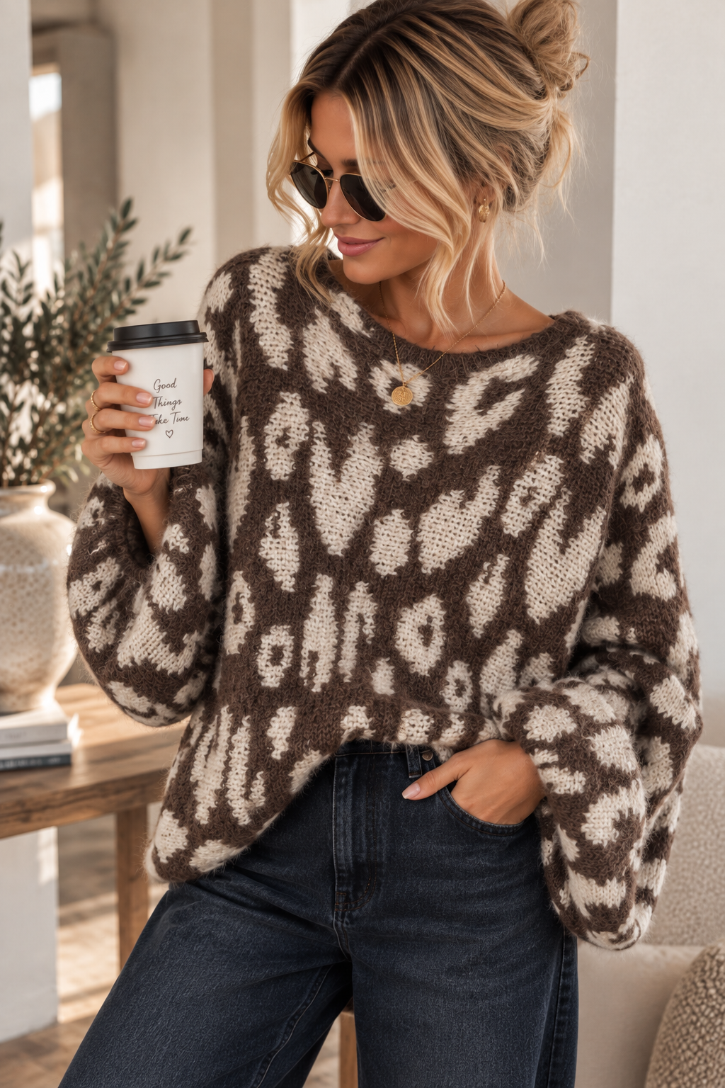 Strickpullover Leo-Look – Fledermaus-Style | Made in Italy | One Size bis ca. Gr. 44 | SP0086 Strick Pullover