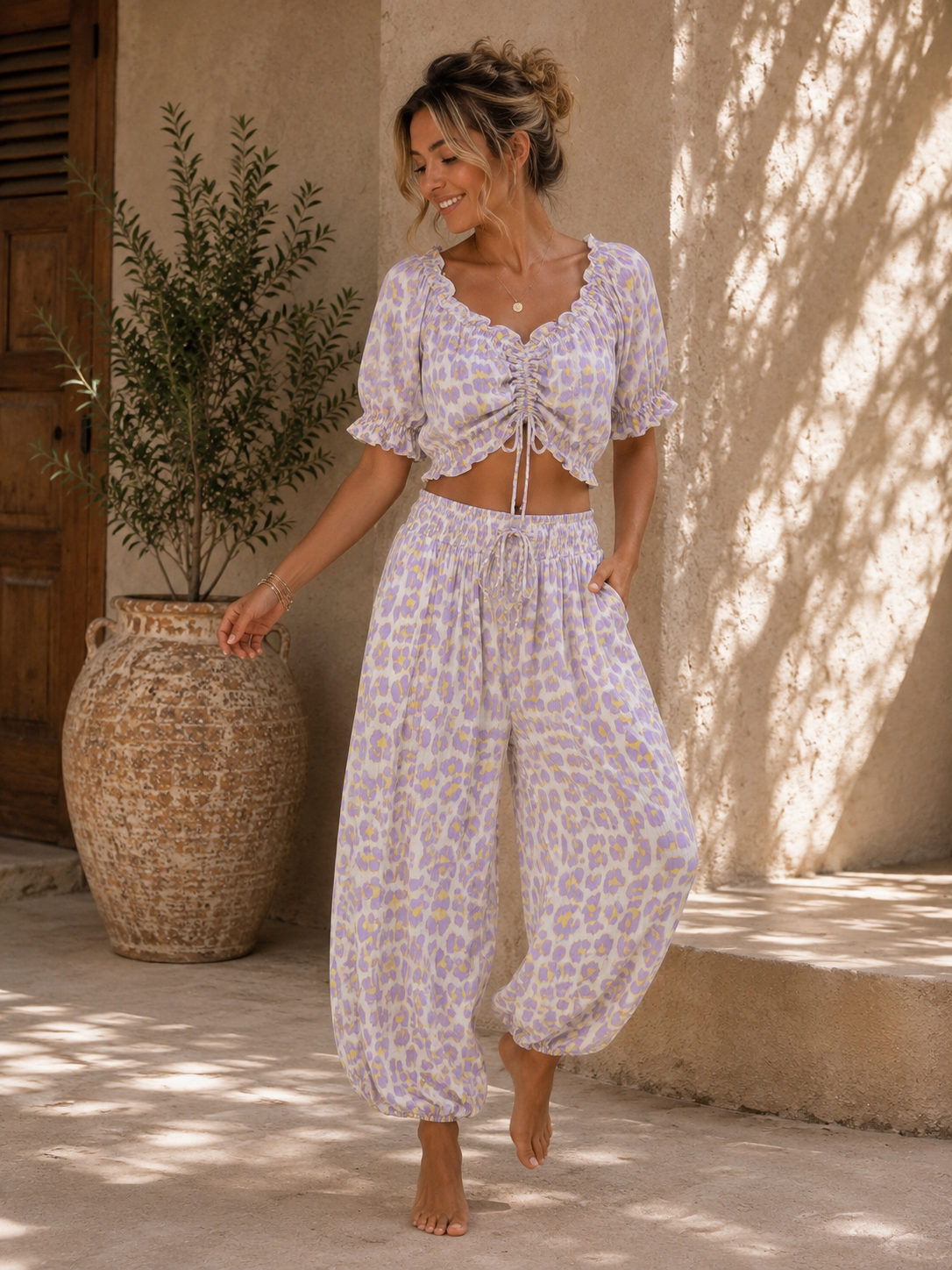 Bluse Cropped Musselin Savanna Leo Made in Italy 34-40/42