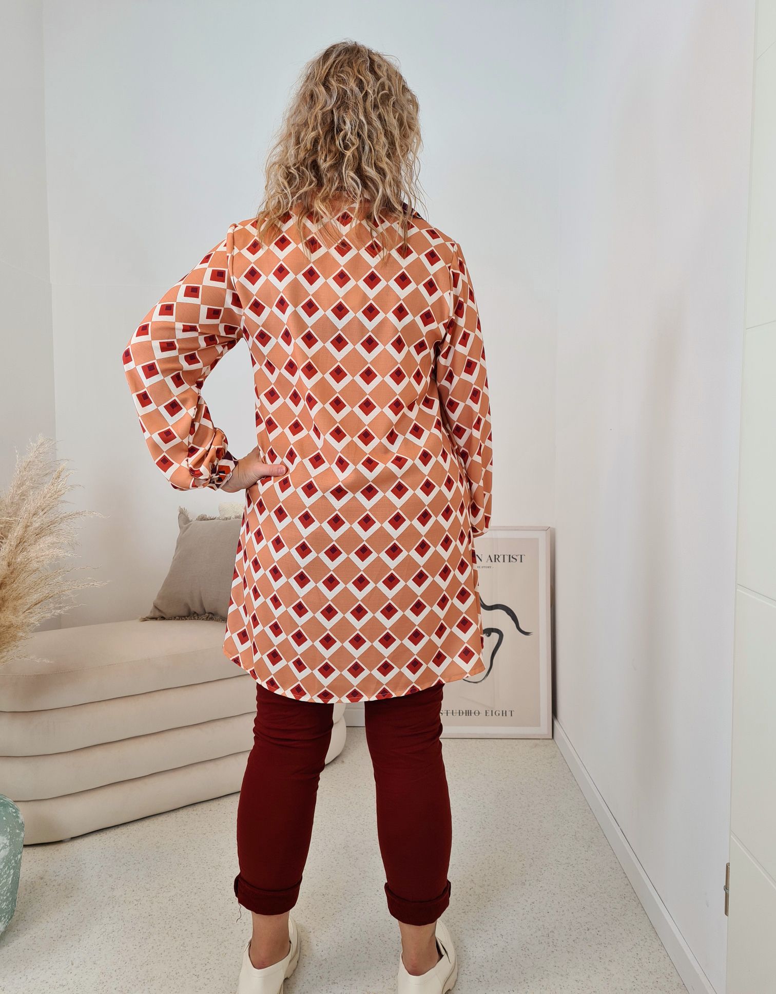 LONG BLUSE ELDORA CAMEL A-Form Kleid Made in Italy 34-40/42 LONG BLUSE ELDORA CAMEL A-Form Kleid Made in Italy 34-40/42