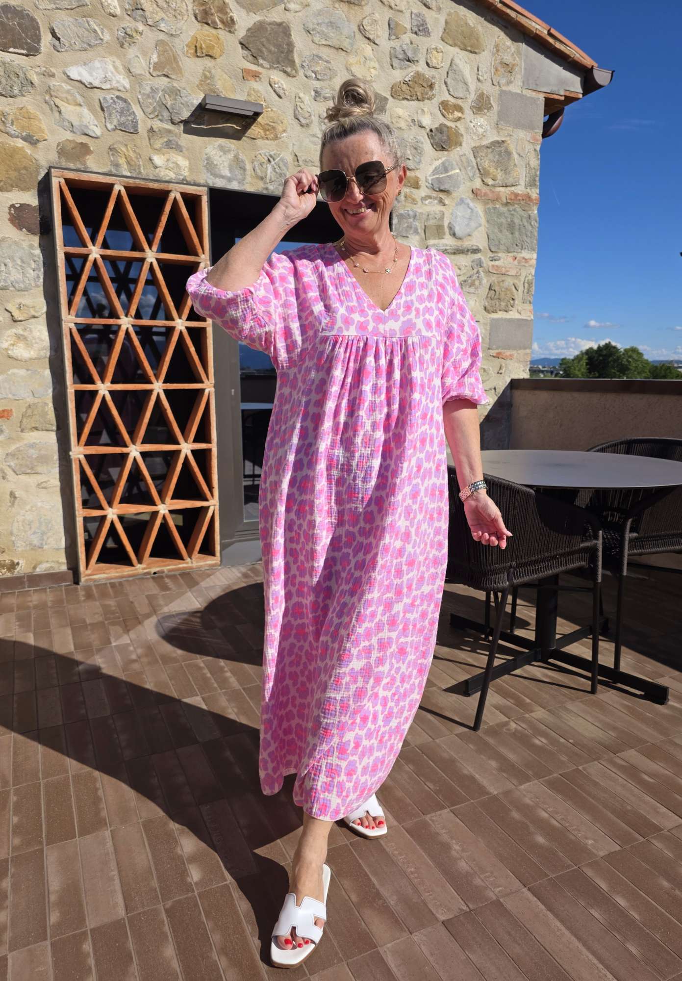MUSSELIN OVERSIZE DRESS  MOMBASA NORMAL SIZE  LEO Kleid Made in Italy 34-42/44