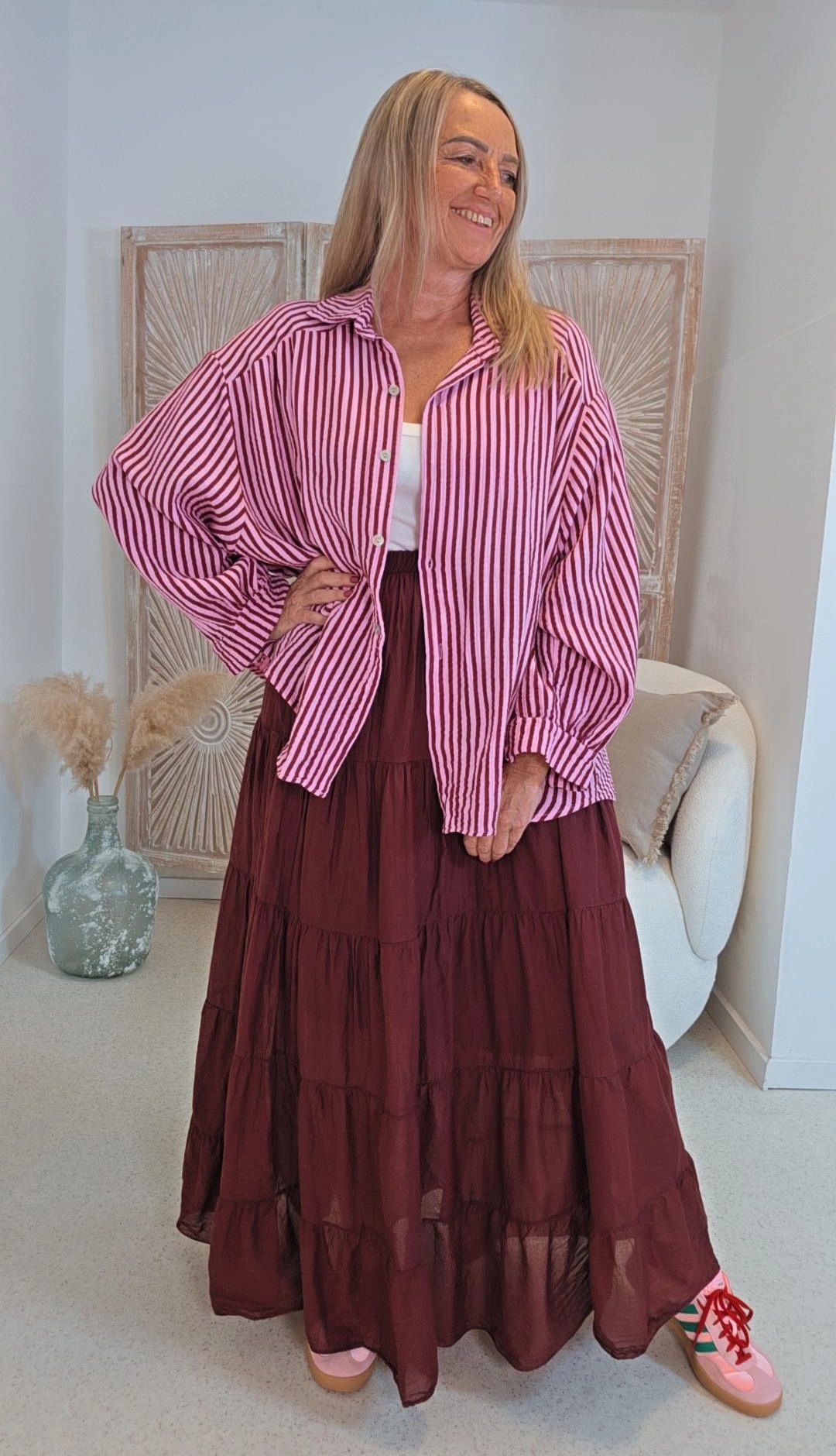 MUSSELIN BLUSE MEGAN STRIPES  KURZ Made in Italy 34-44/46 MUSSELIN BLUSE MEGAN STRIPES  KURZ Made in Italy 34-44/46