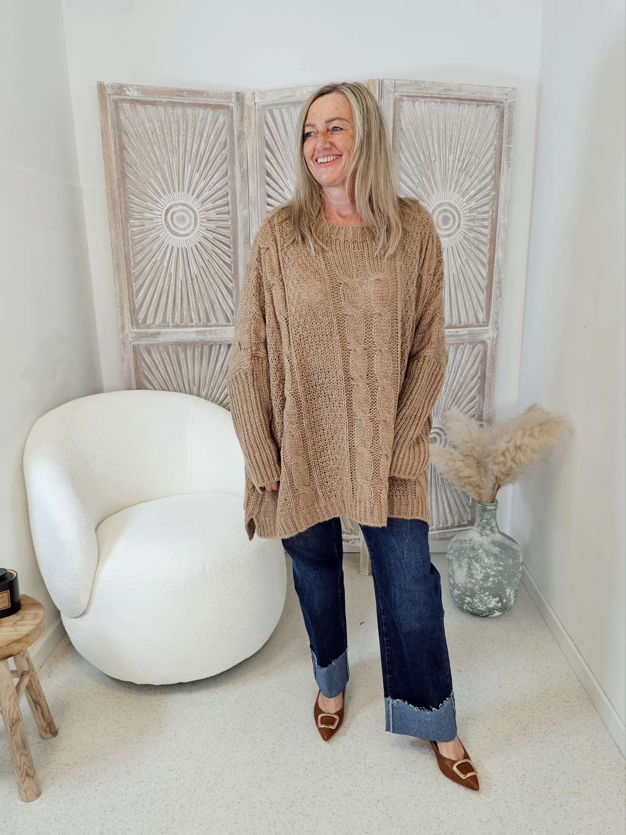 STRICKPULLOVER ZOPFMUSTER TARA Oversize Pullover Made in Italy 36 - 48/50 STRICKPULLOVER ZOPFMUSTER TARA Oversize Pullover Made in Italy 36 - 48/50