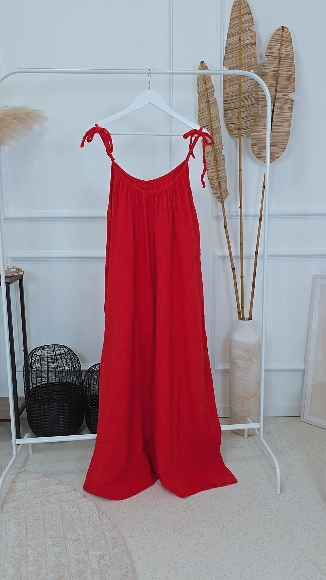 MUSSELIN SPAGHETTI TRÄGERKLEID PALMA UNI 36 -44/46 Made in Italy 