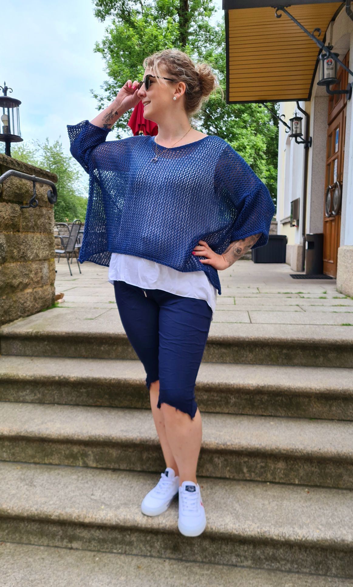 LOCHSTRICK PULLI FILIZ BLAU 32-42 Made in Italy dünner Sommer Pullover Shirt Knit Sweater LOCHSTRICK PULLI FILIZ BLAU 32-42 Made in Italy dünner Sommer Pullover Shirt Knit Sweater
