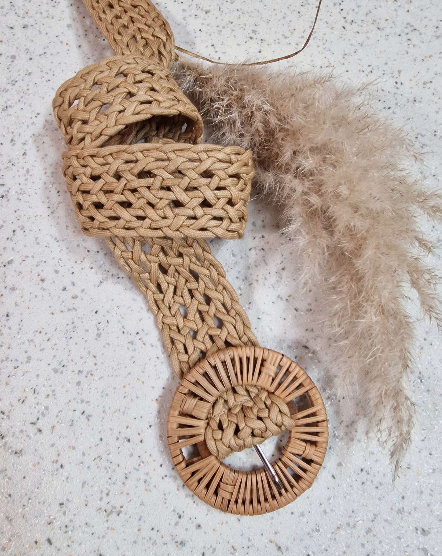 BELT BRAID YARA NATUR Italy Style Damen Hüftgürtel Taillen Gürtel