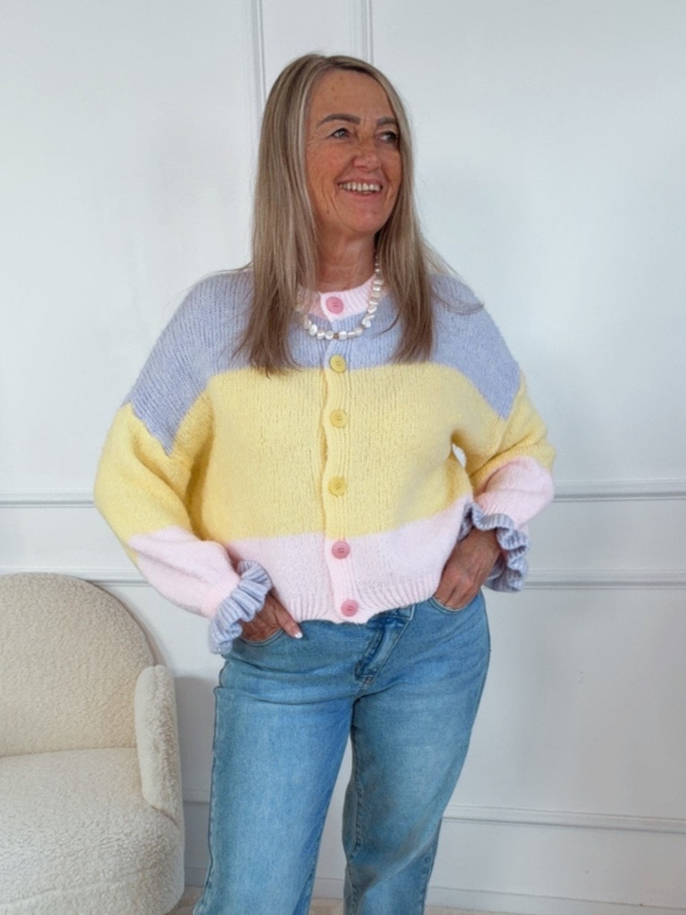 Strickjacke KIRA  Streifen Made in Italy 36 - 42