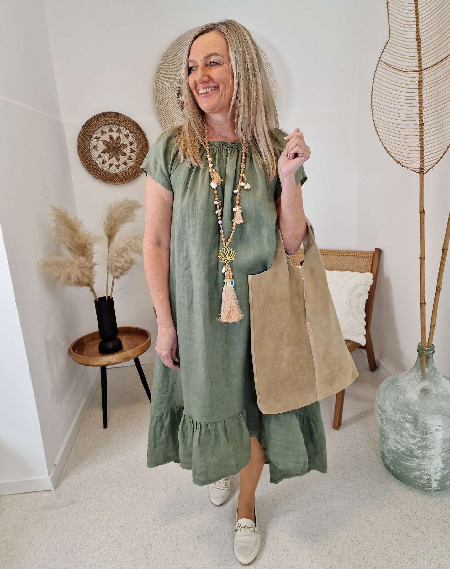 LINEN TUNIKA DRESS LUISE KHAKI 34-42 Made in Italy Leinen Kleid Leinenkleid Linendress LINEN TUNIKA DRESS LUISE KHAKI 34-42 Made in Italy Leinen Kleid Leinenkleid Linendress