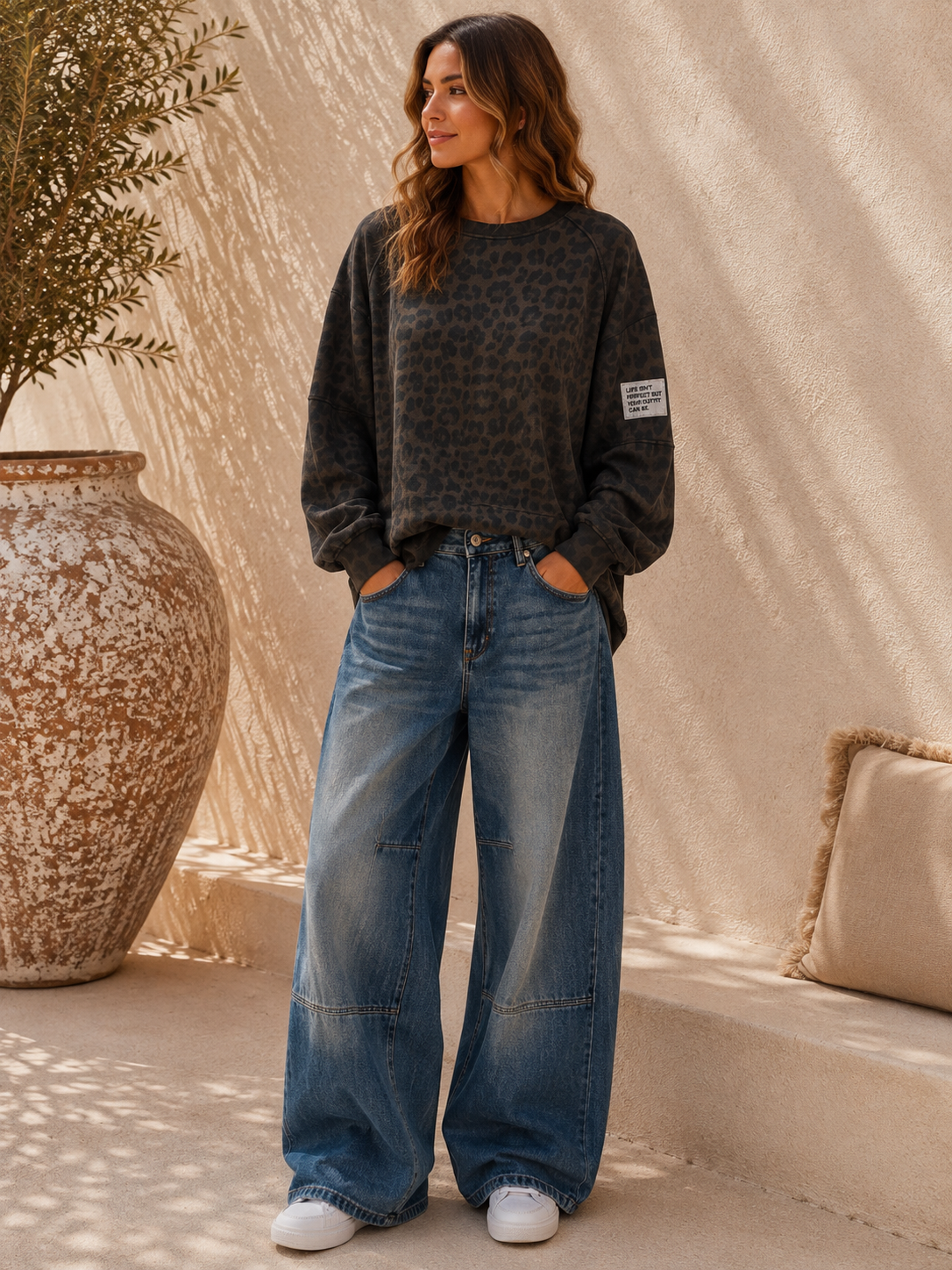 Sweater Leo Patch Juna Made in Italy 34-42 Sweatshirt
