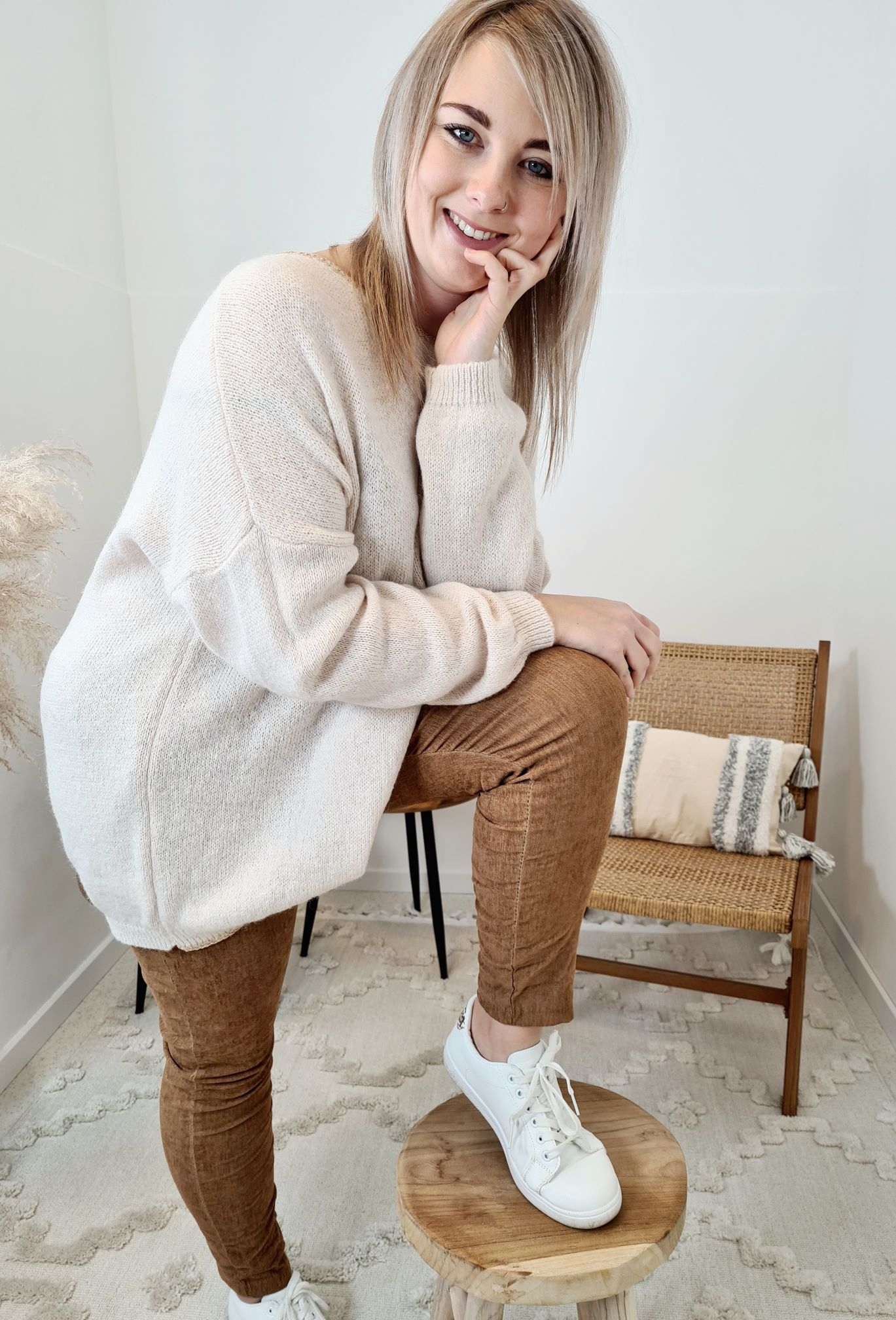 LIGHT KNIT SWEATER RENO CREME Strickpullover Pullover Langarm Longsleeve 34-42 Oversize Made in Italy LIGHT KNIT SWEATER RENO CREME Strickpullover Pullover Langarm Longsleeve 34-42 Oversize Made in Italy