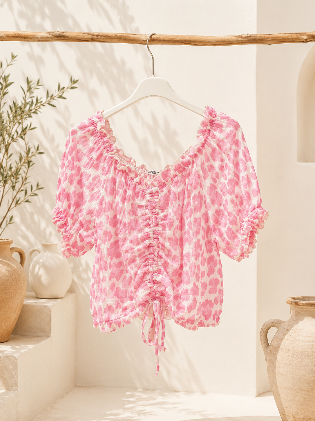 Bluse Cropped Musselin Aminas Leo Made in Italy 34-42 Sommerschnapper – vom Umtausch ausgeschlossen