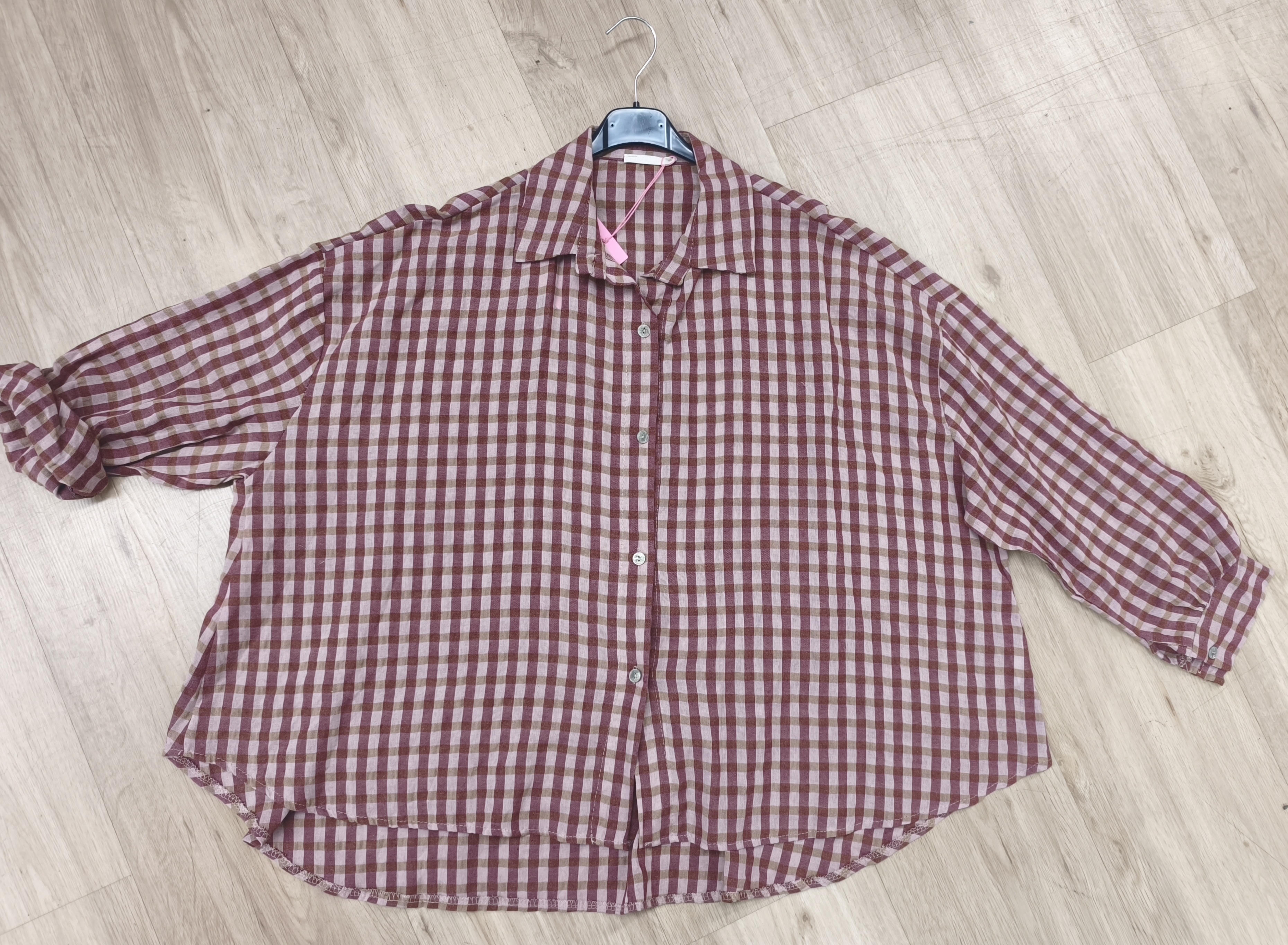 Oversize-Karo-Bluse BL0105 – Made in Italy Gr. 34-44 Karo kariert