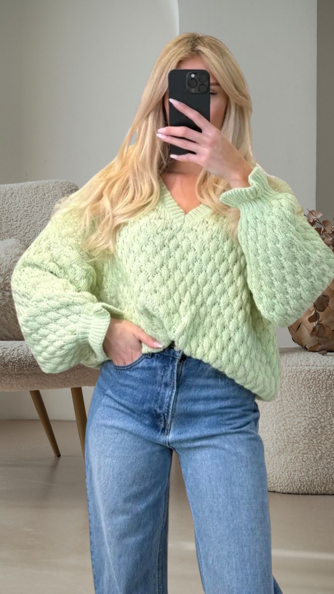 ROSALIE RUFFLE KNIT SWEATER Italy Style Pullover 34-42