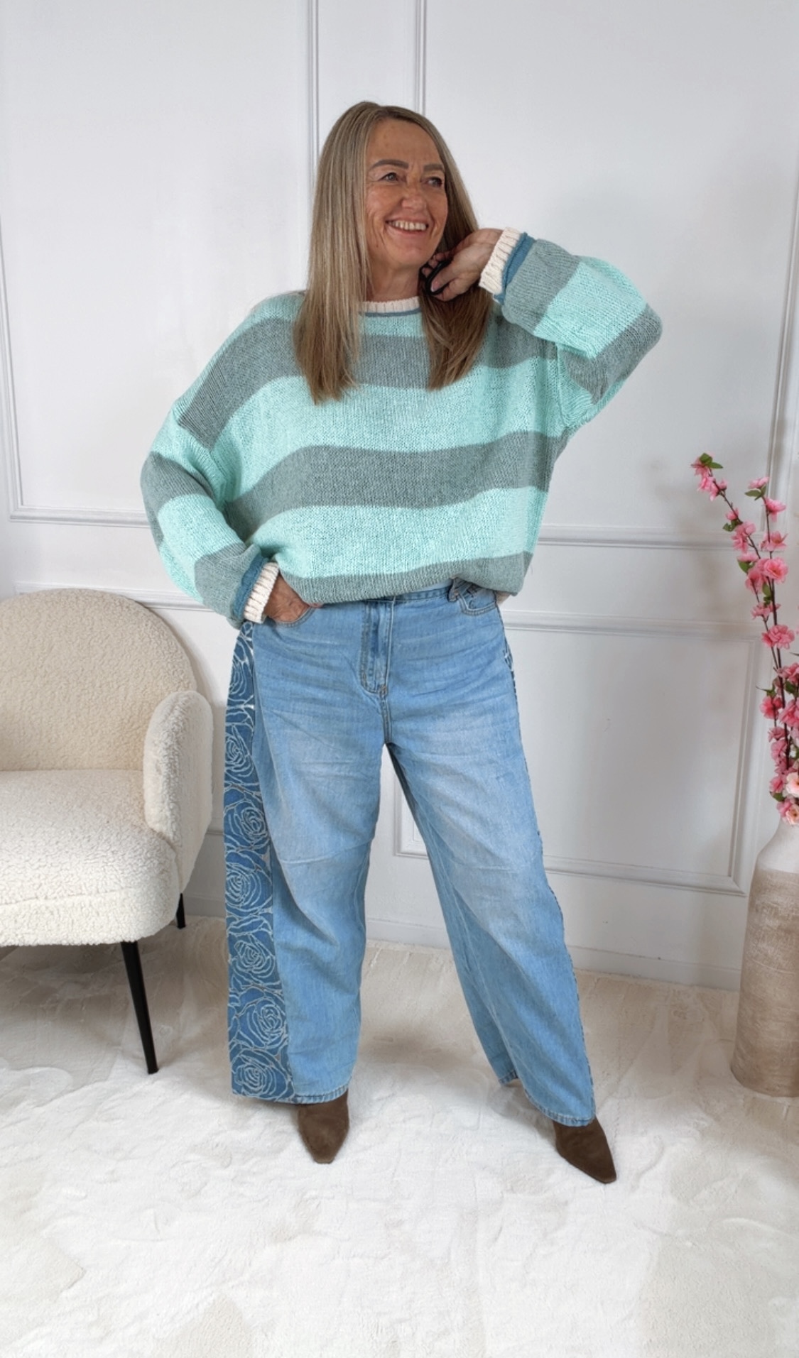 LÄSSIGE WEITE JEANS ROSALINDA SW1935 Italy Style Größenartikel