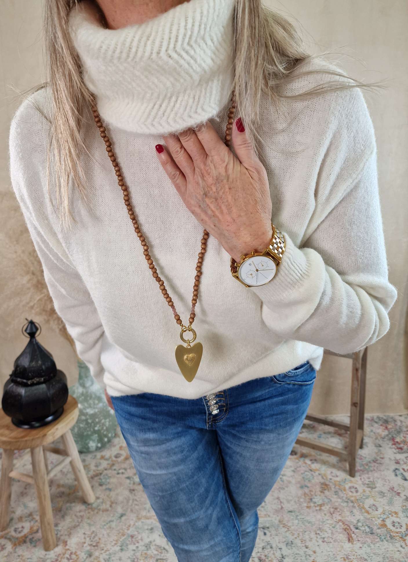 EXCLUSIVER BASIC ROLLKRAGEN PULLOVER JURI CREME 34-42 Made in Italy Strickpullover Sweatshirt Longsleeve
