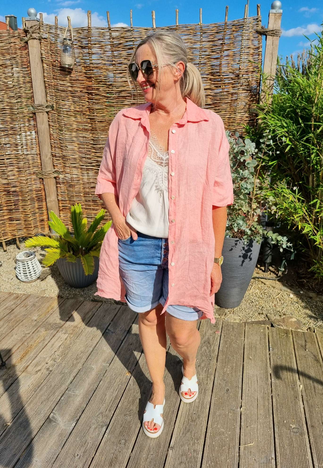 LINEN TUNIKA AREZZO LONG KORALLE Leinen Bluse Kleid Made in Italy 34-42 Longbluse LINEN TUNIKA AREZZO LONG KORALLE Leinen Bluse Kleid Made in Italy 34-42 Longbluse
