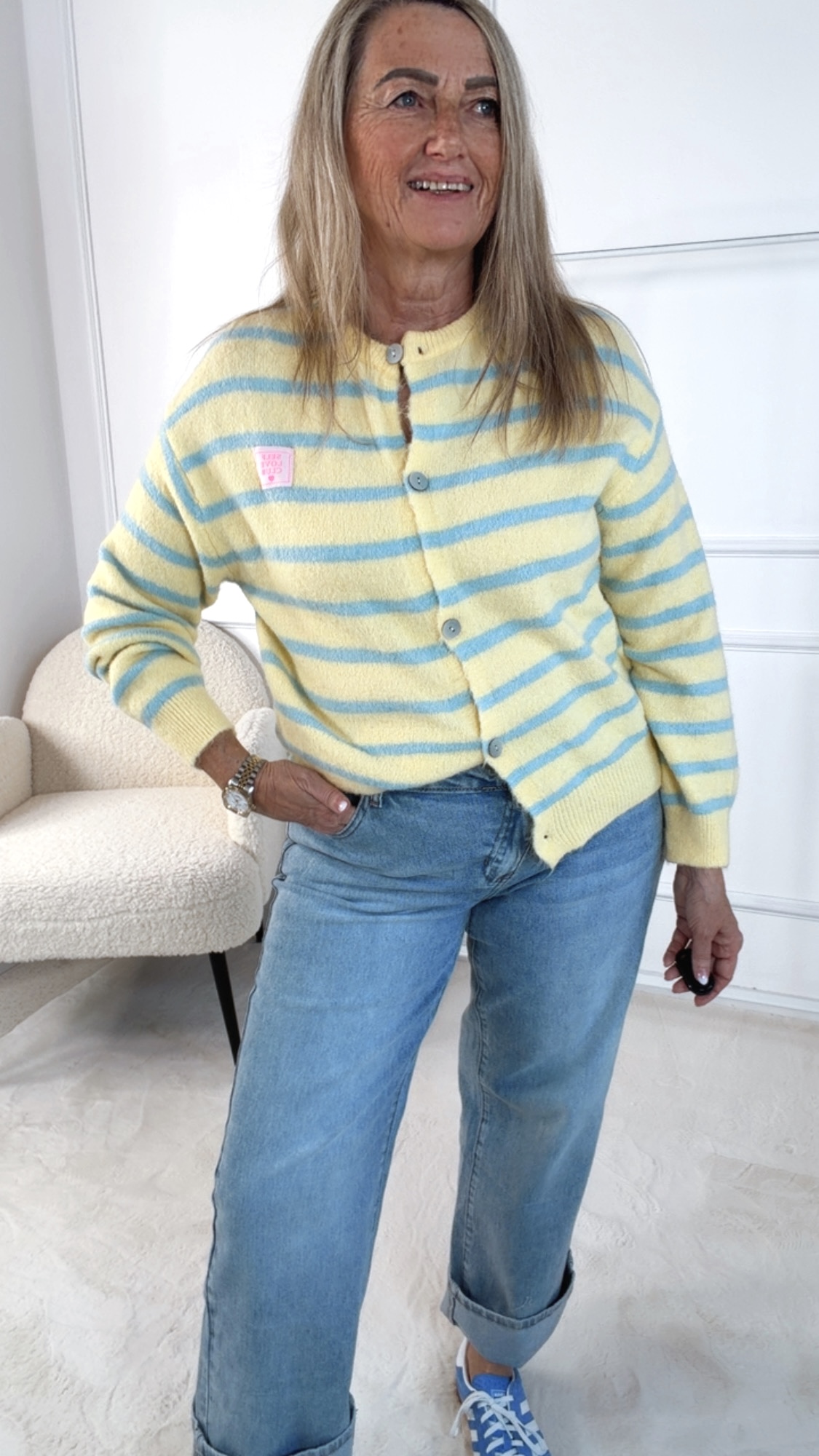 STRICKJACKE EDDA STREIFEN 34 - 42 Made in Italy