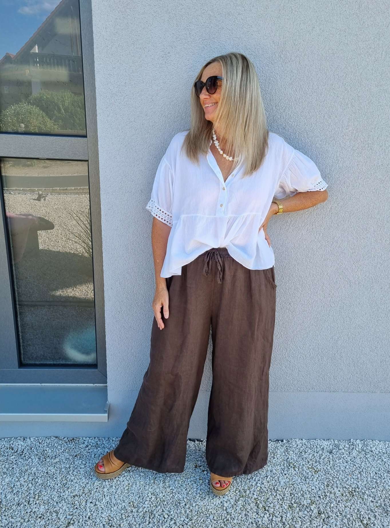 LINEN MARLENE PANT BRIGITTE BRAUN Pocket 34-42 Made in Italy weite Leinen Hose mit Taschen LINEN MARLENE PANT BRIGITTE BRAUN Pocket 34-42 Made in Italy weite Leinen Hose mit Taschen
