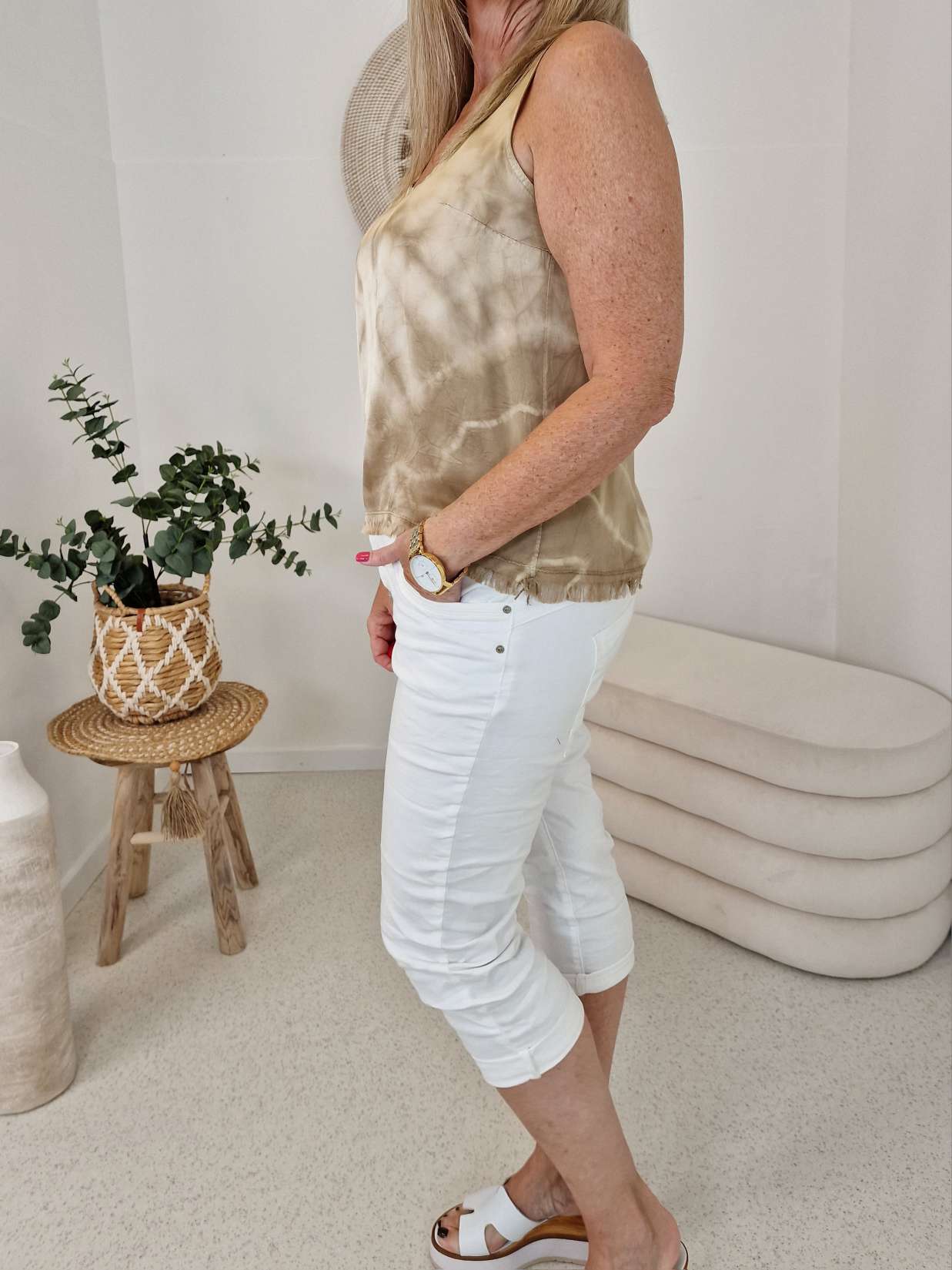 BASIC TOP MAXIME BEIGE 34-40 Made in Italy Seide Kurzarm Shirt Tanktop BASIC TOP MAXIME BEIGE 34-40 Made in Italy Seide Kurzarm Shirt Tanktop