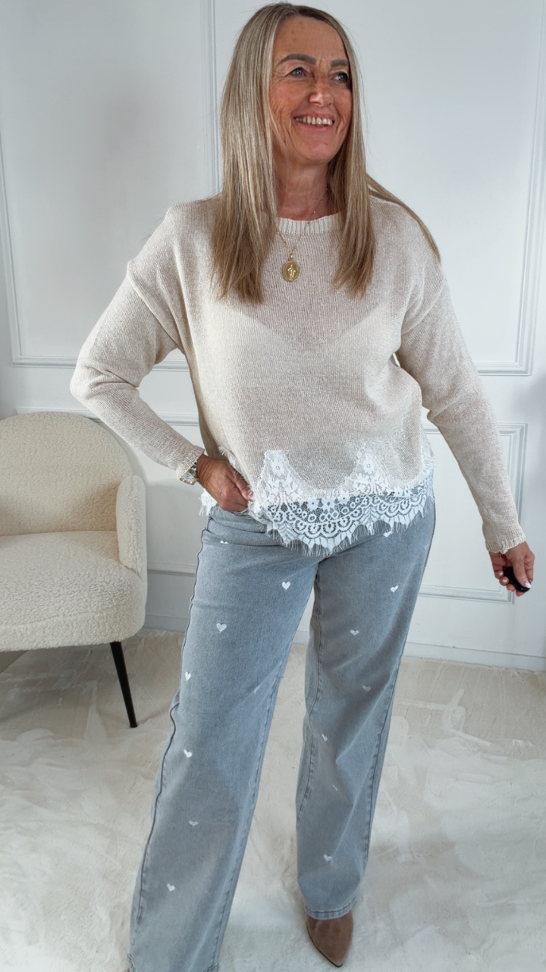 KNIT SWEATER CAMILA SPITZE Made in Italy 34 - 40