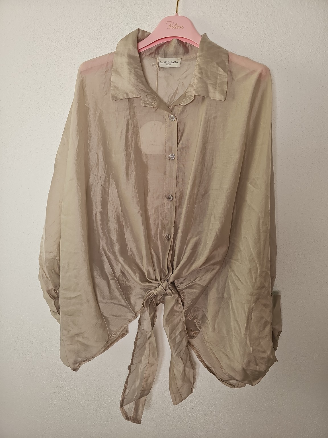 Exklusive Seidenbluse Nerea Uni leicht transparent zum Binden 34-42/44