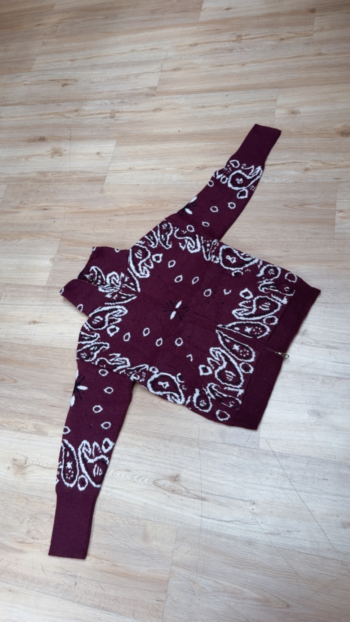 Zipper-Strickjacke mit Paisley-Muster SJ0165 I Made in Italy 34-40/42