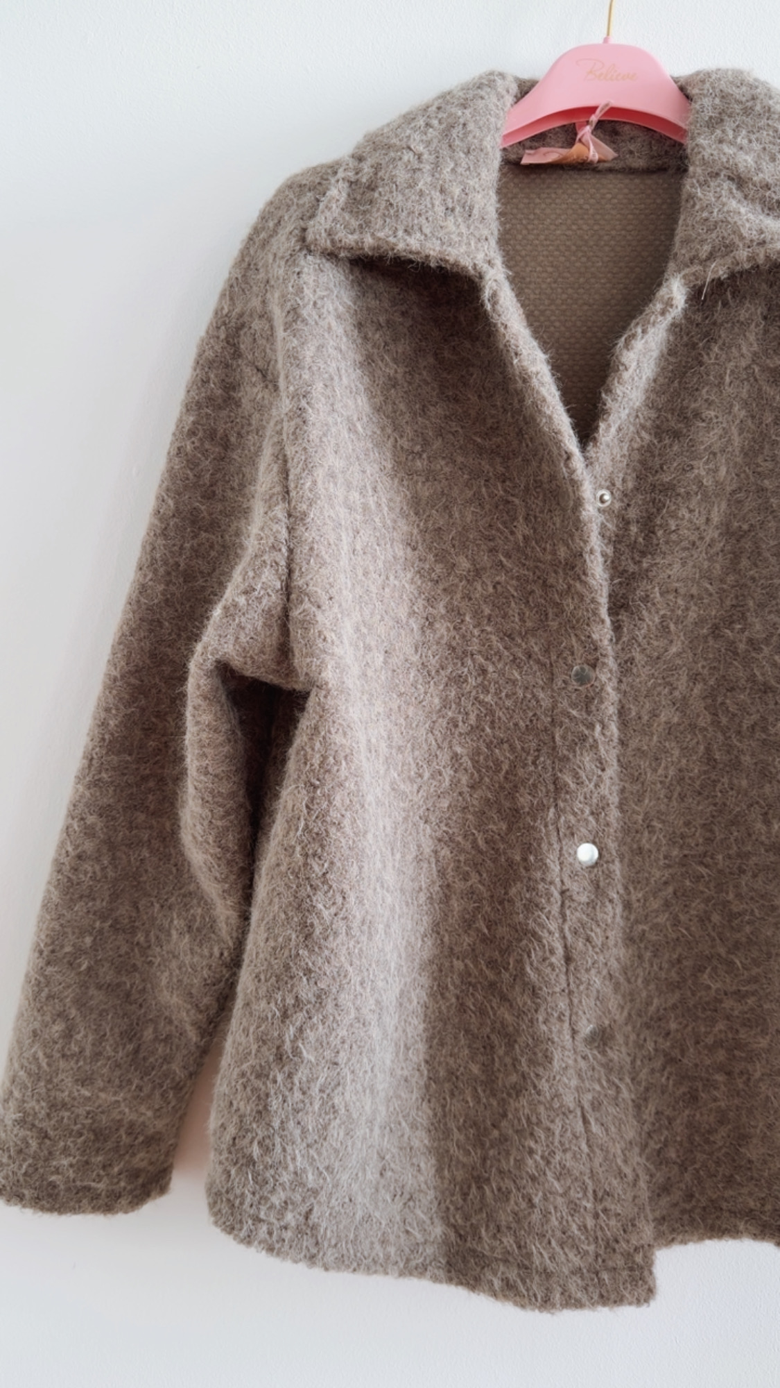 Hemdjacke No. JA014 | Flauschige Wolloptik | Made in Italy | Gr. 34–42