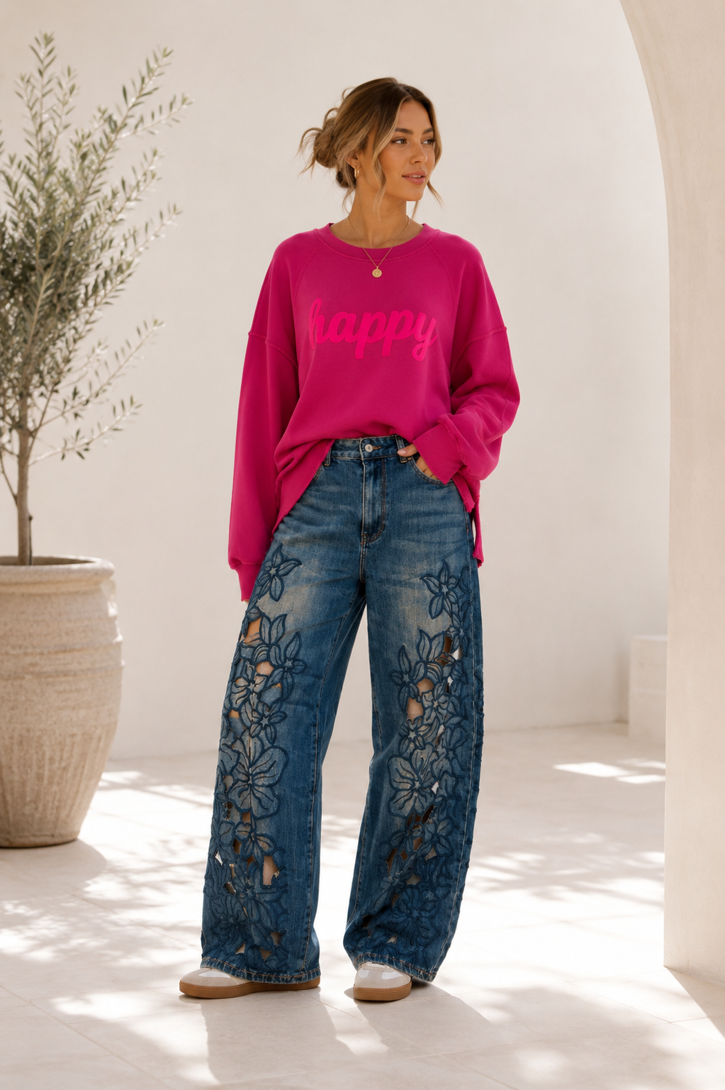 Ballonjeans Zelia Blumenstickerei SW6066