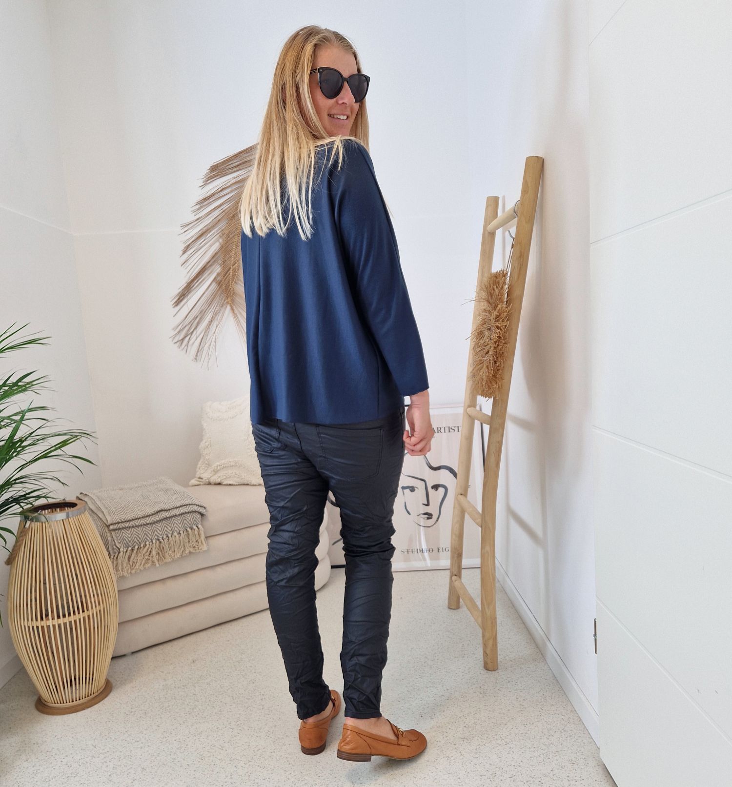 BASIC LONGSLEEVE RUBY BLAU leichter Pullover 34-42 Made in Italy Layer Shirt BASIC LONGSLEEVE RUBY BLAU leichter Pullover 34-42 Made in Italy Layer Shirt
