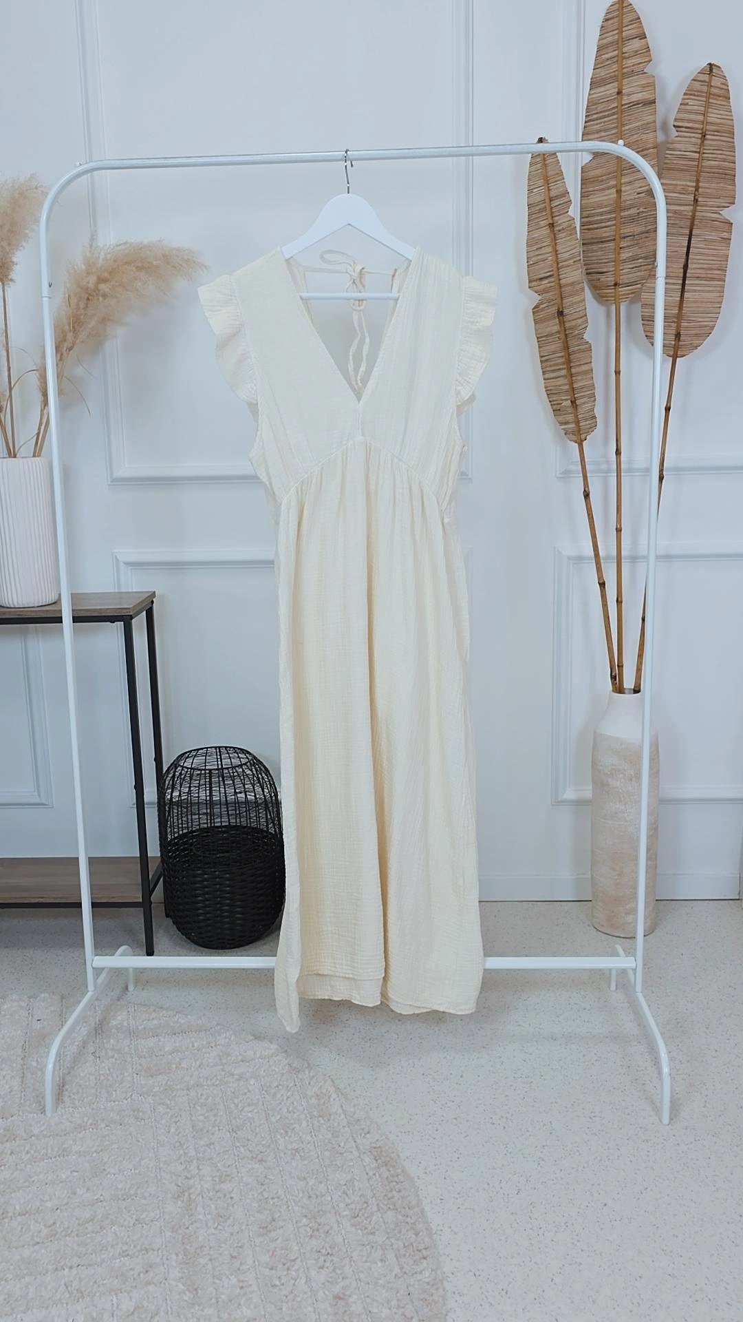 MUSSELIN KlEID ZOE BIANCO MIA 34 - 42 Made in Italy ärmellos Rüsche 